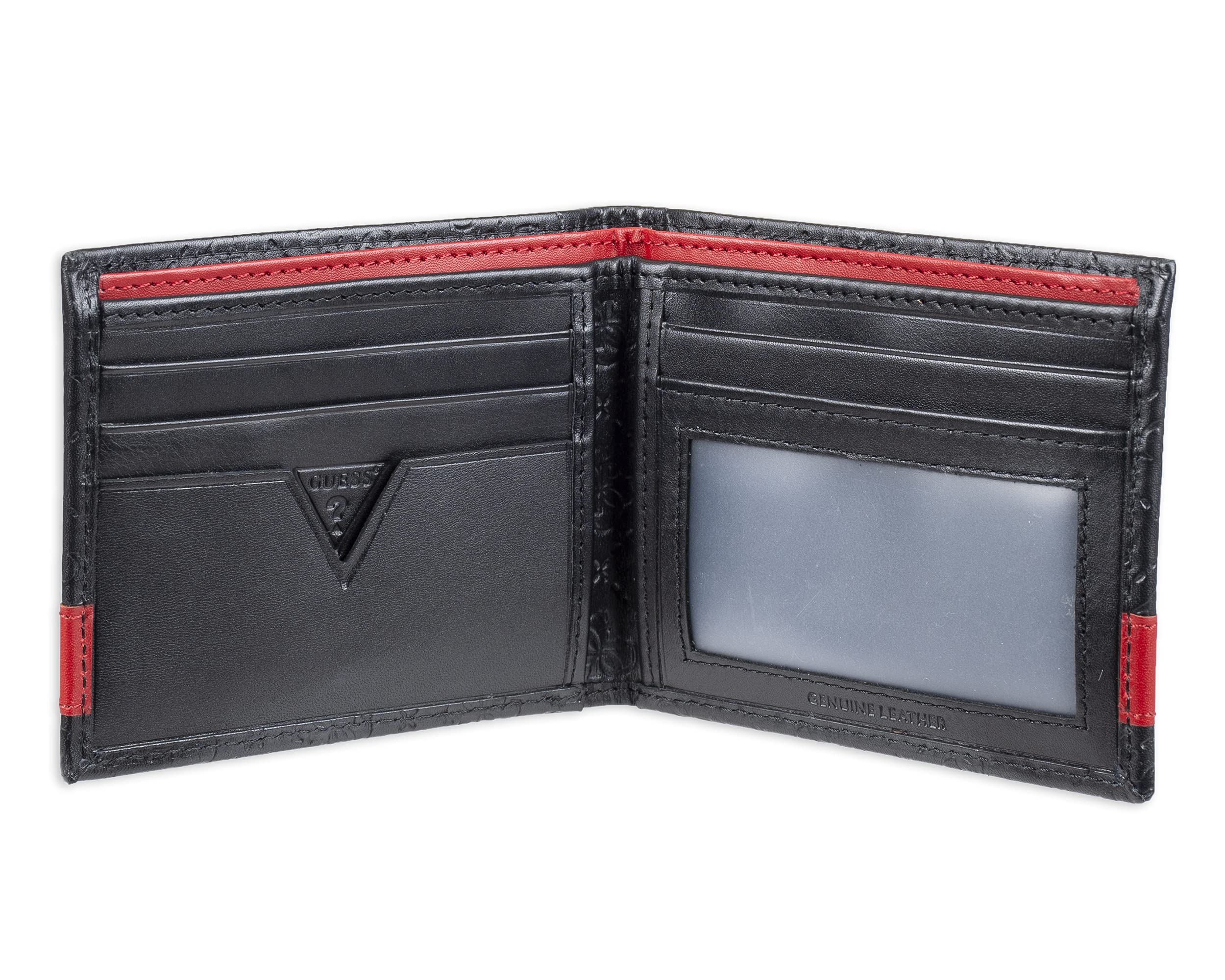 GUESS Men's Classic Bifold Leather Wallet with Multiple Card Slots, ID Window & Bill Compartment - Slim RFID Blocking Wallet for Everyday Carry, Travel & Business Use