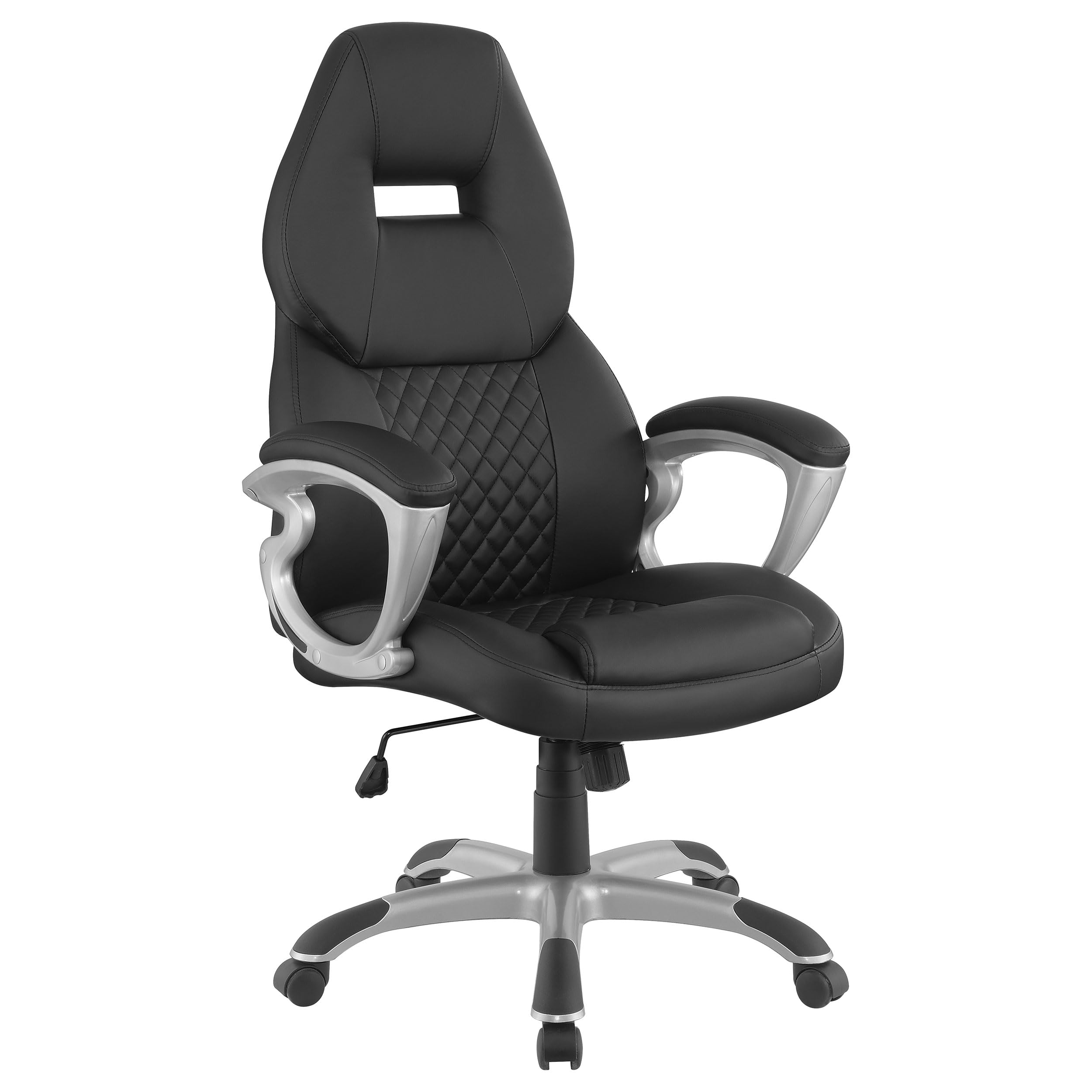 Coaster Home Furnishings Bruce Upholstered Adjustable Office Chair - Ergonomic Desk Chair with Lumbar Support, Black - Perfect for Home Office, Gaming & Workspace