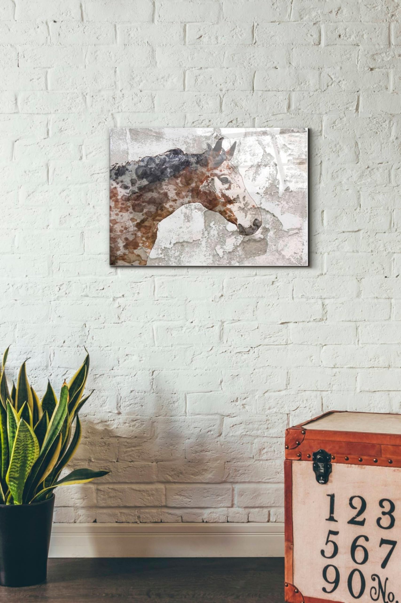 Rustic Brown Horse Acrylic Glass Wall Art by Irena Orlov - 16x24 Inches Modern Home Decor - Perfect for Living Room, Bedroom, or Office