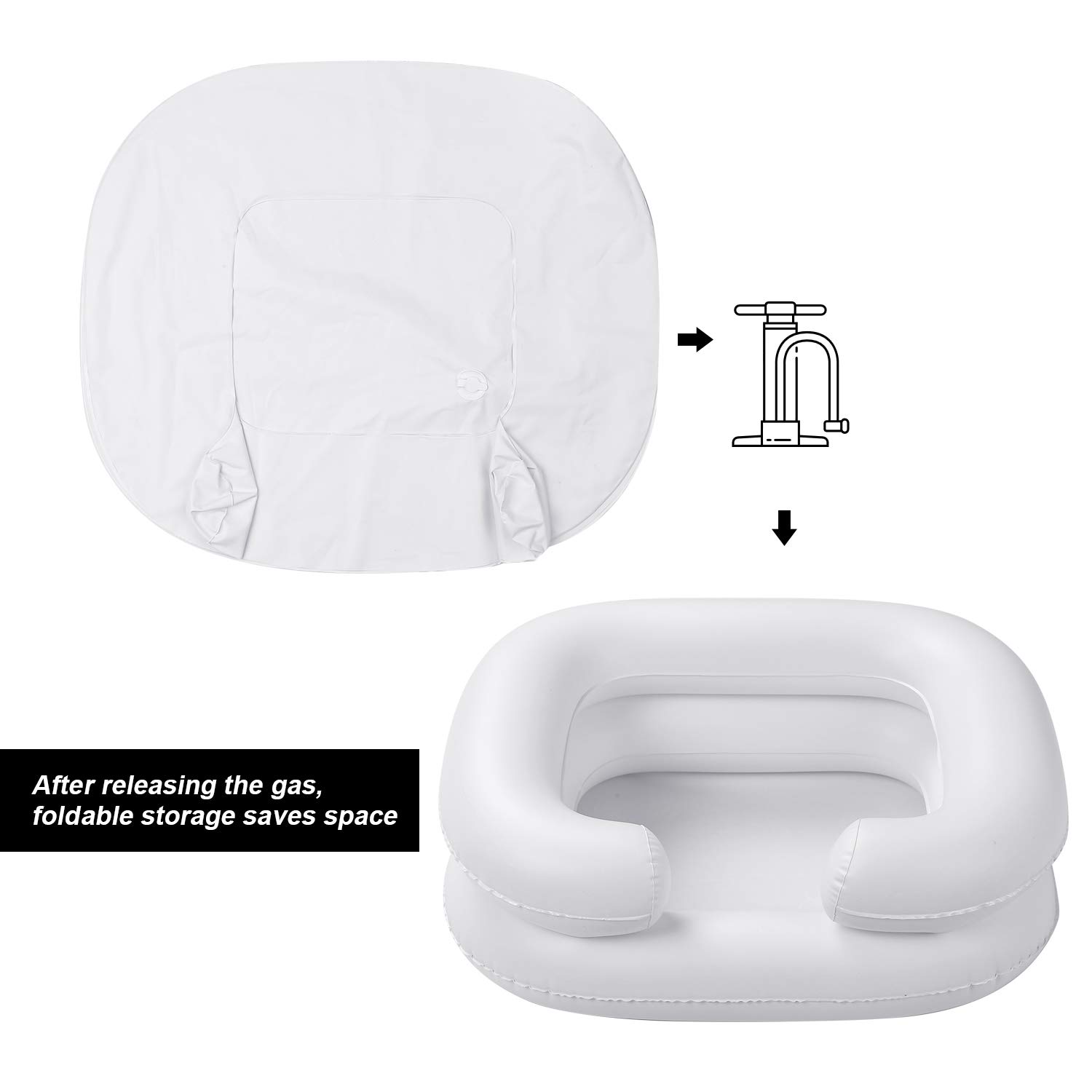 Portable Inflatable Shampoo Bowl - Foldable Hair Washing Basin for Bed, Haircuts & Coloring | Elderly, Disabled & Pregnancy Care with Drain Tube | Home Salon & Mobile Hairdressing Essential