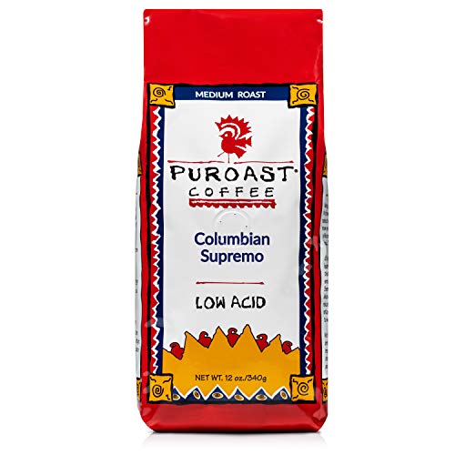 Puroast Low Acid Ground Coffee - Colombian Supremo Blend, 12oz (Pack of 2) | Premium Coffee for Sensitive Stomachs | Perfect for Home Brewing, Office & Camping