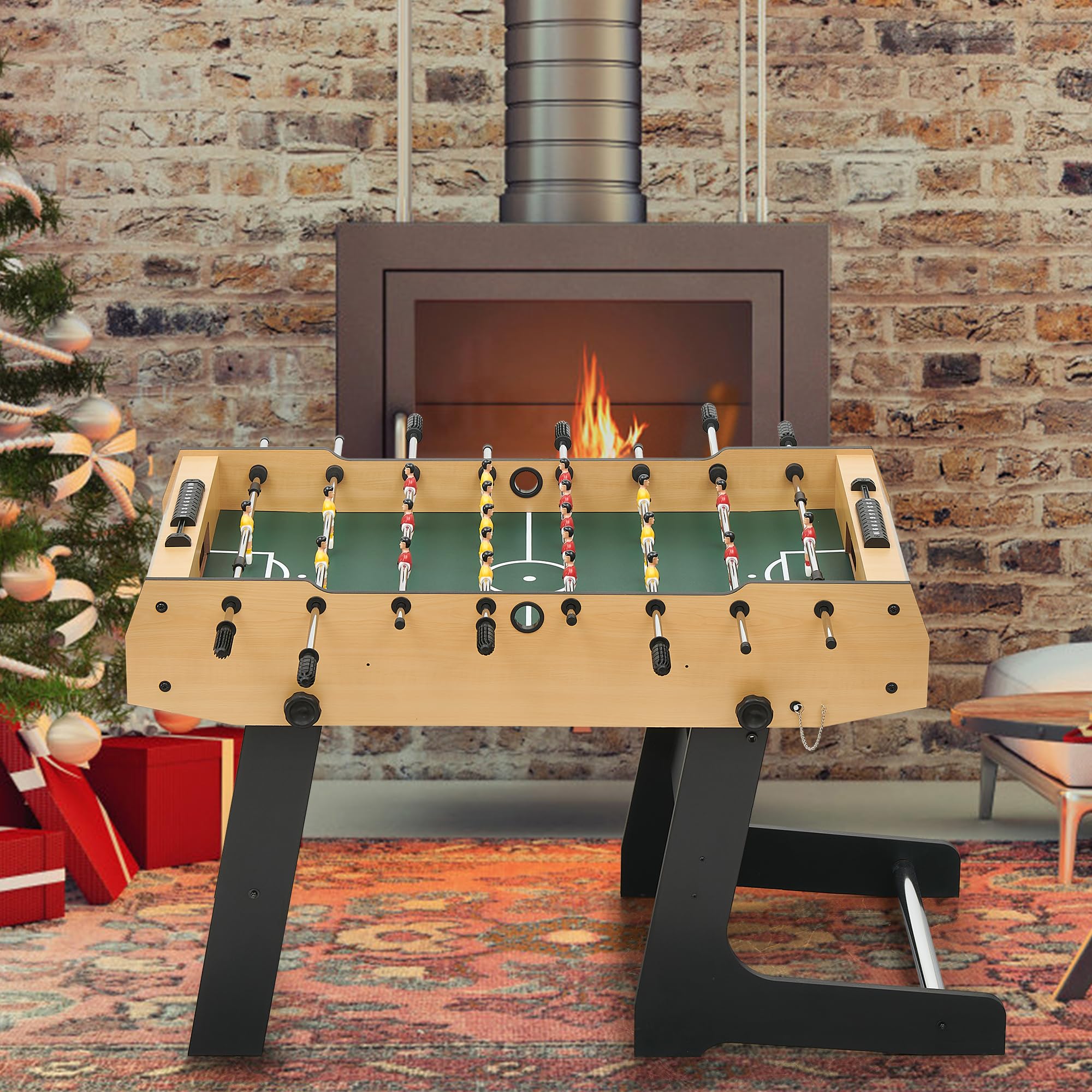 IDEALHOUSE 48 Inch Foldable Foosball Table - Multiplayer Soccer Game for Kids & Adults - Perfect for Game Rooms, Basements & Parties - Easy Assembly Indoor Sports Entertainment