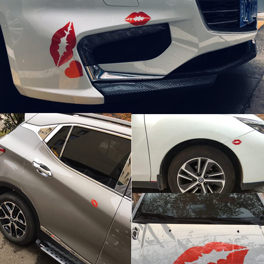 Keen Girls Night Out Red Lip Vinyl Decal Stickers - 15pcs Self-Adhesive Kiss Lips Stickers for Cars, Trucks, Vans, Walls, Laptops & Windows - Perfect for Bachelorette Parties, Girls' Night Decor & Car Accessories