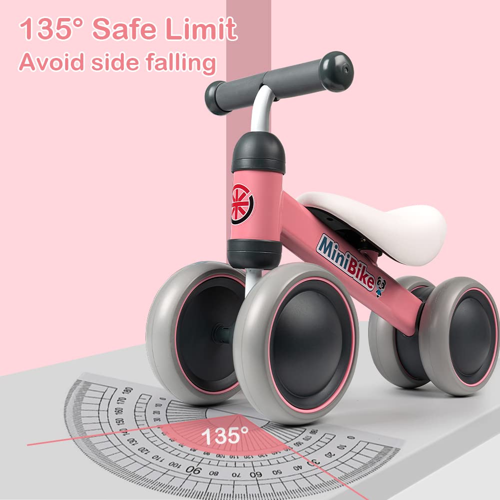 Xiapia Baby Balance Bike for 1-2 Year Olds | No-Pedal Toddler Bike with 4 Silent Wheels | First Birthday & Christmas Gift for Boys & Girls | Perfect for Indoor Play & Outdoor Learning to Ride