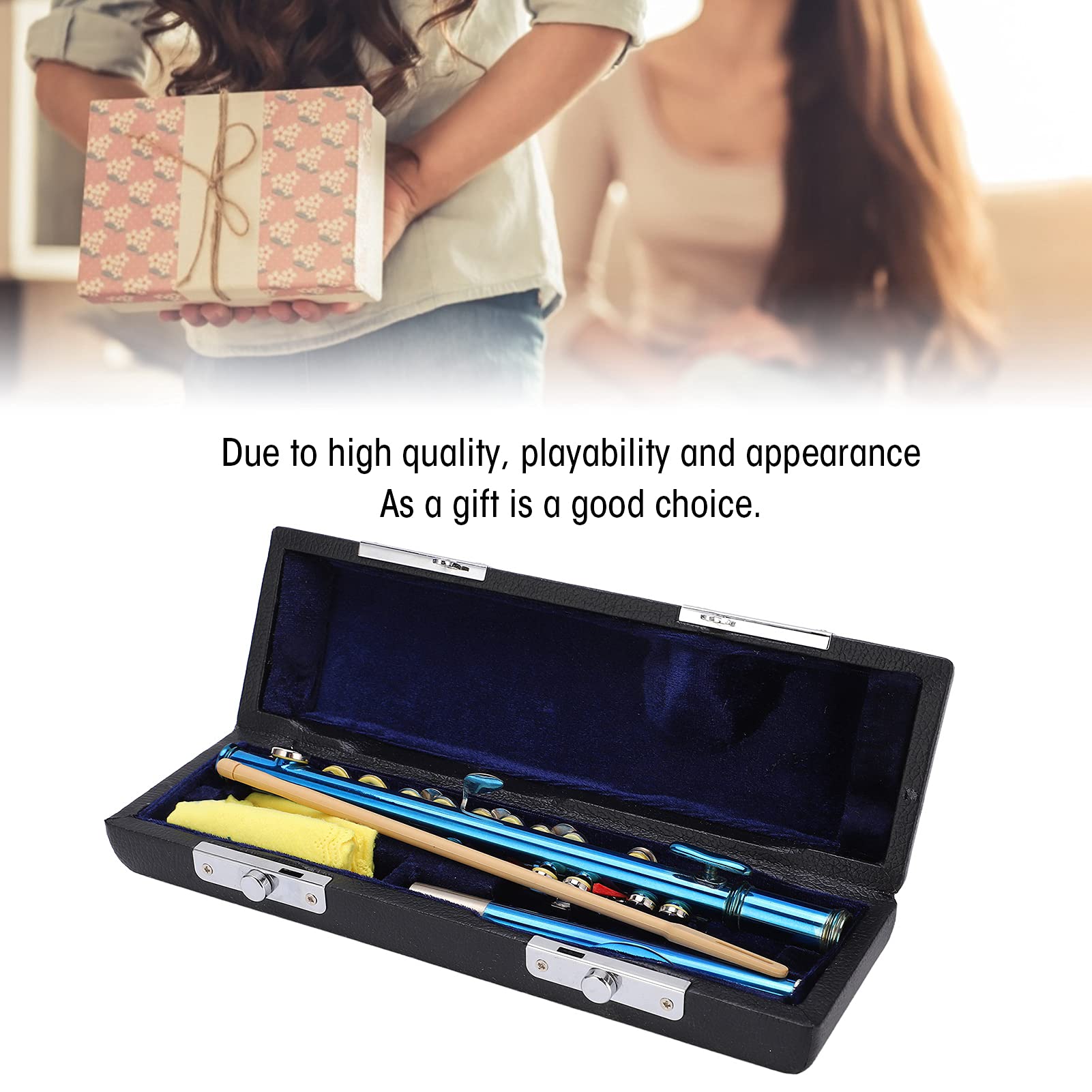 Piccolo Instrument - Blue Key 6-Hole E Key Top Beginner Flute | Perfect for Music Students, Band Practice & Solo Performances