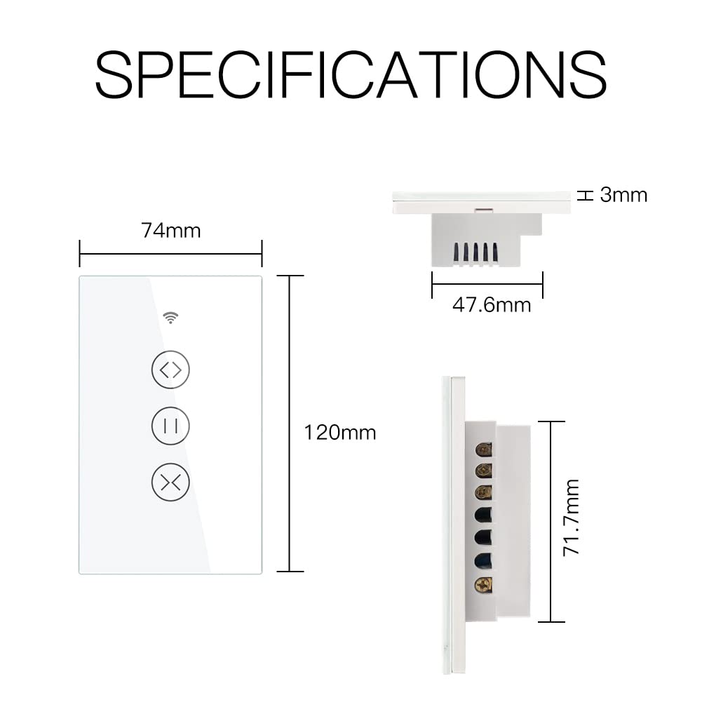 MOES WiFi Smart Curtain Switch - Motorized Roller Blinds Controller, Works with Alexa, Google Home & Tuya App - Remote Control for Smart Home Automation (Perfect for Living Room, Bedroom & Office)