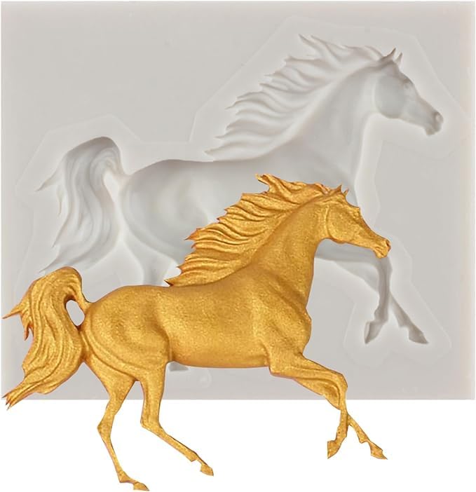 Horse Fondant Mold - Running Horse Silicone Chocolate Candy Mold for Cake Decorating, Cupcake Topper, Gum Paste & Polymer Clay - Set of 1 - Perfect for Birthday Parties, Wedding Cakes & DIY Dessert Decorations