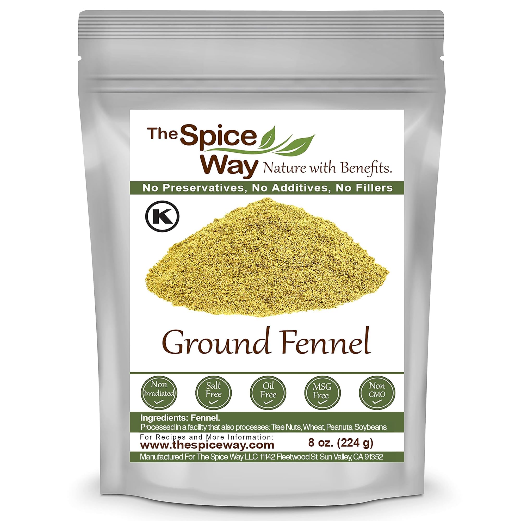 Organic Ground Fennel Seed Powder - 8oz Bulk Spice for Tea, Cooking & Baking | Perfect for Indian Cuisine, Digestive Tea & Homemade Spice Blends