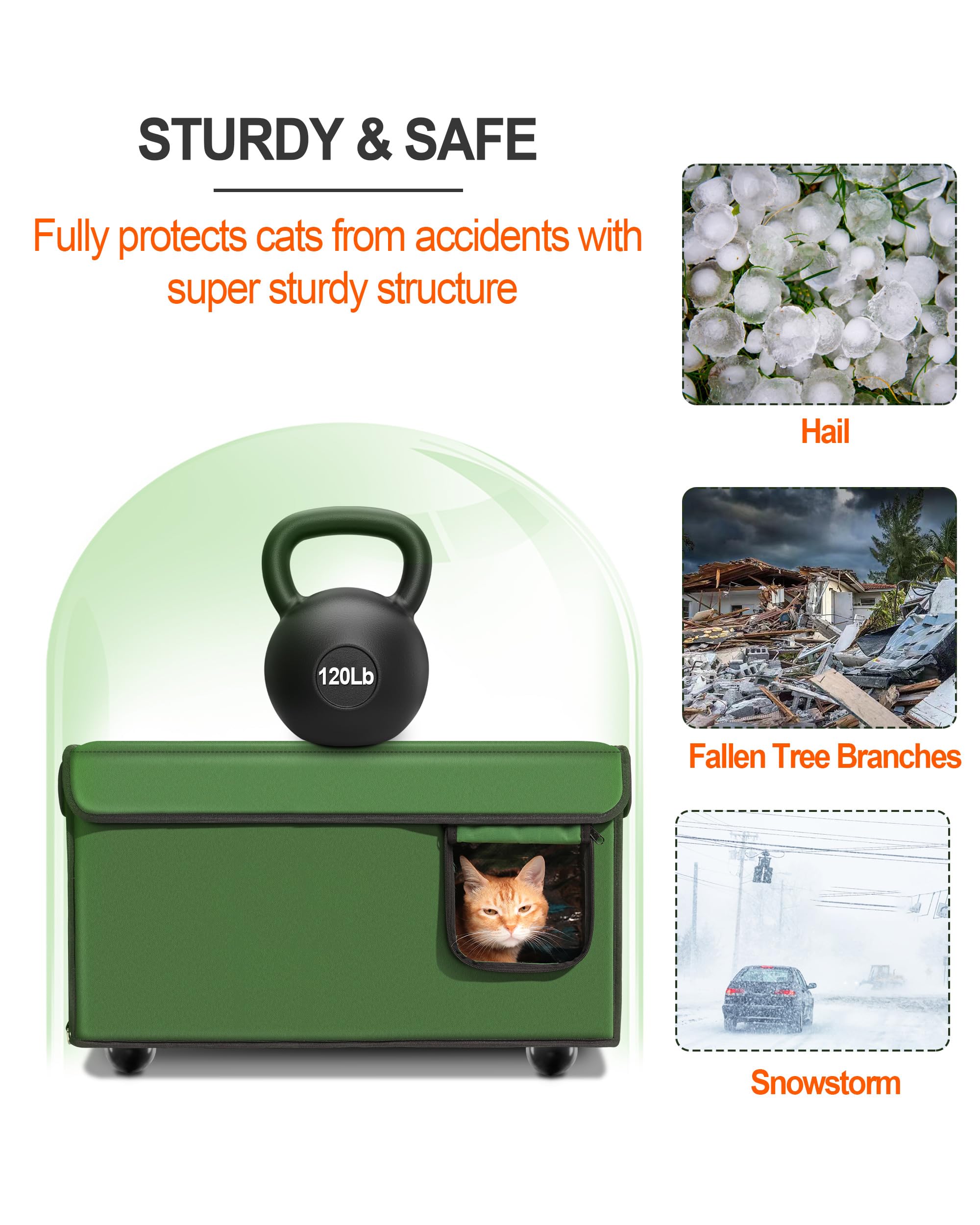 Heated Cat House for Outdoor Winter Use - Weatherproof Insulated Shelter with Pet Heating Pad | Waterproof Elevated Feral Cat Bed | Warm Cozy Home for Stray & Barn Cats | Perfect for Backyards, Garages & Porches