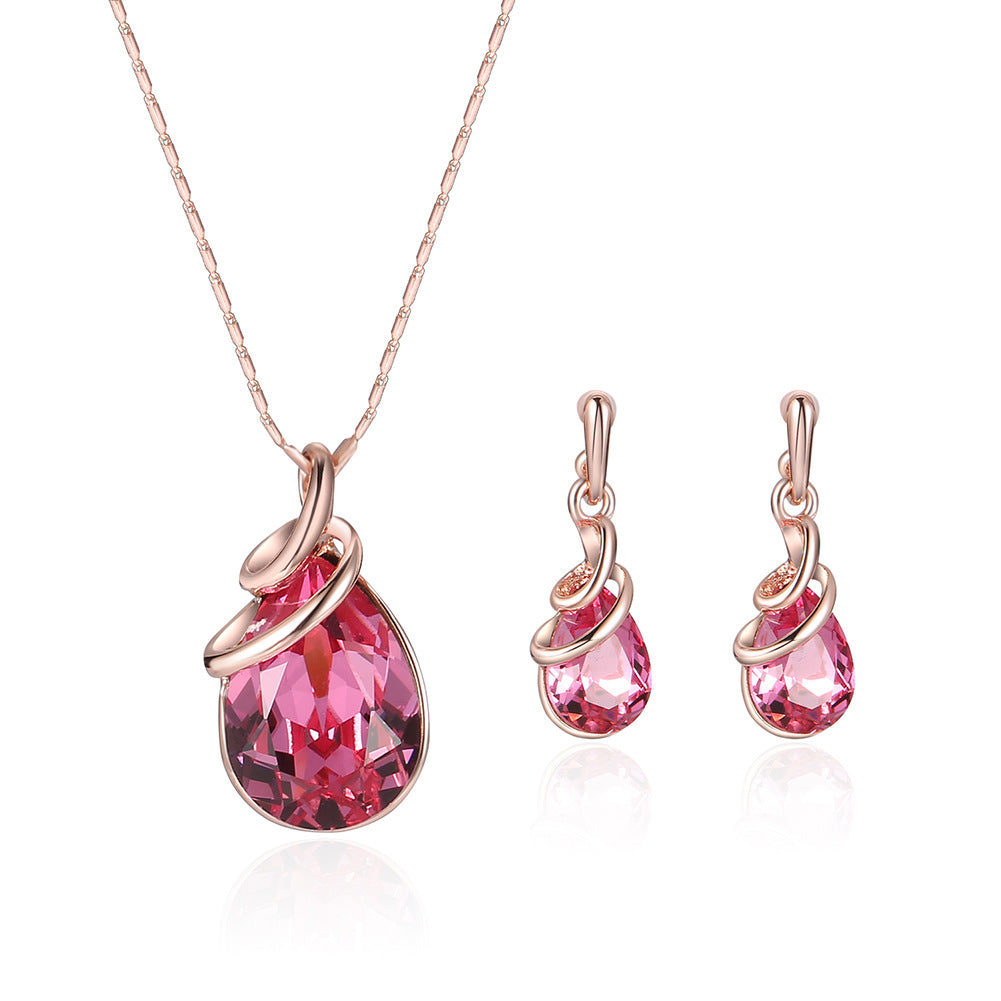 Stylish Alloy Gemstone Jewelry Set Necklace for Women - Perfect for Parties, Weddings & Everyday Wear