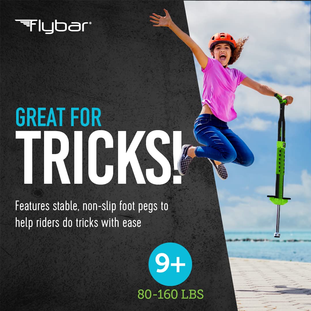 Flybar Master Pogo Stick for Kids & Teens - 80-160 lbs Weight Limit, Non-Slip Pegs & Comfortable Grip Handles - Best Outdoor Jumping Toy for Boys & Girls Ages 9+ - Perfect for Backyard Play, Exercise & Birthday Gifts