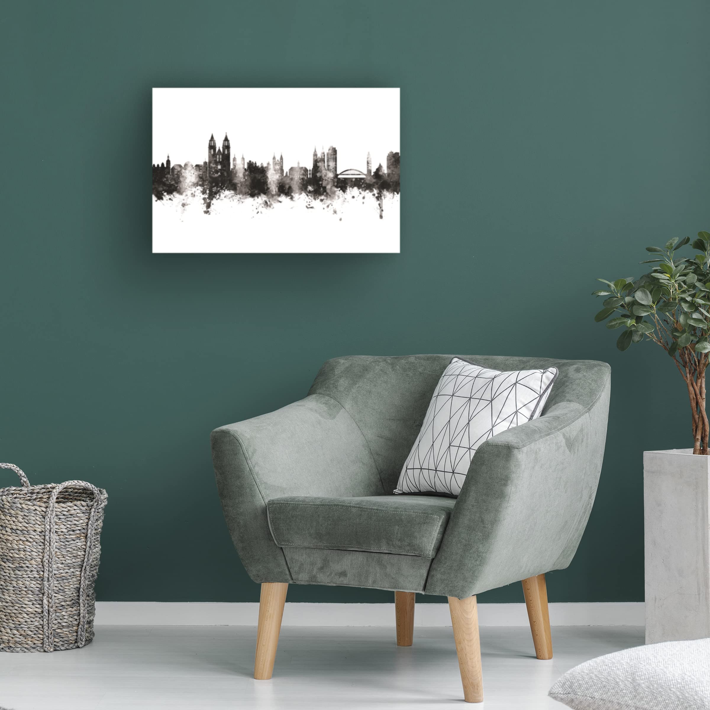 Michael Tompsett 'Magdeburg Germany Skyline BW' Canvas Wall Art Print - Black & White Cityscape Home Decor for Living Room, Office & Bedroom