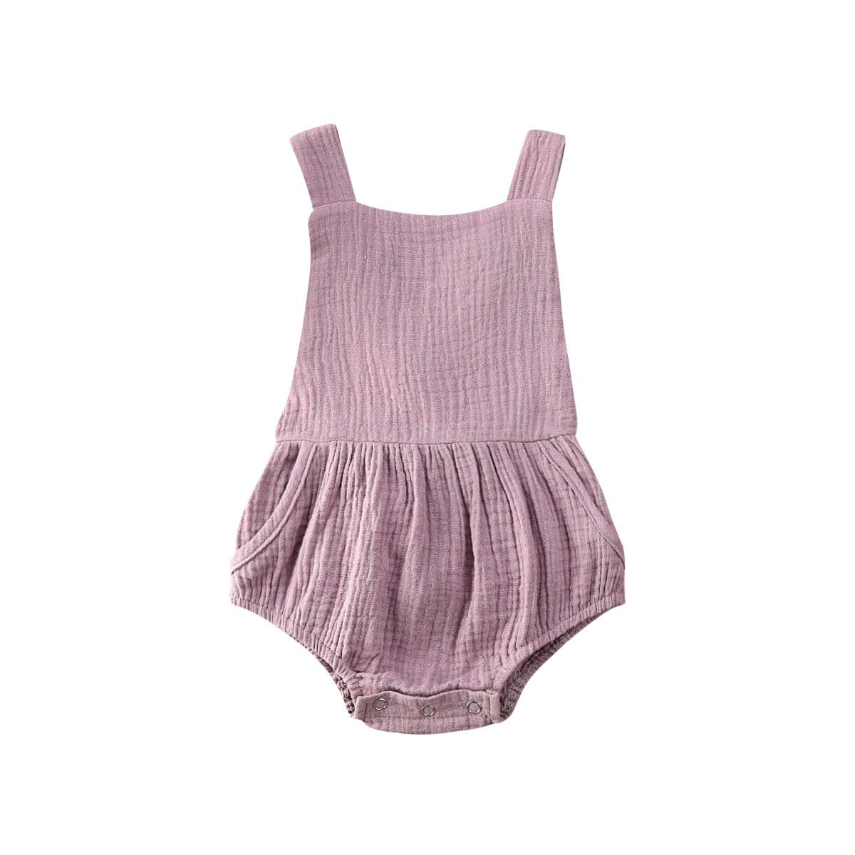 Newborn Baby Boy & Girl Sleeveless Romper Bodysuit - 100% Cotton Summer Outfit, Backless Overalls for Infants | Perfect for Beach, Photo Shoots & Playtime