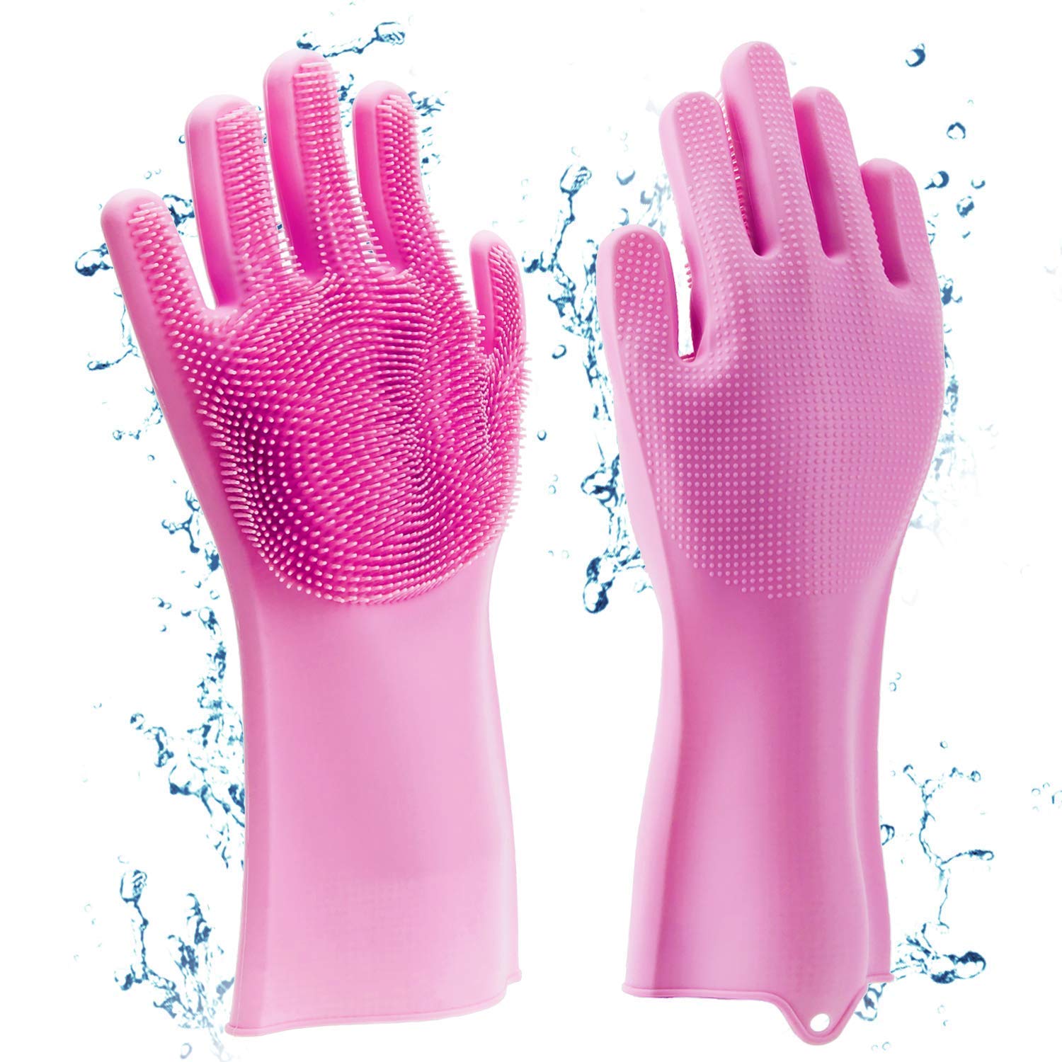 MAXADIL Silicone Gloves for Dishwashing, Car & Bathroom Cleaning - Kitchen & Home Use