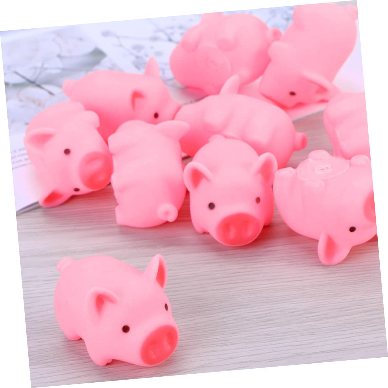 VICASKY 32 Pack Pig Shaped Squeaky Water Pinch Toys - Fun Bath & Pool Floating Toys for Kids, Dog Chew Toys for Puppies - Perfect for Bathtime, Swimming, and Pet Training