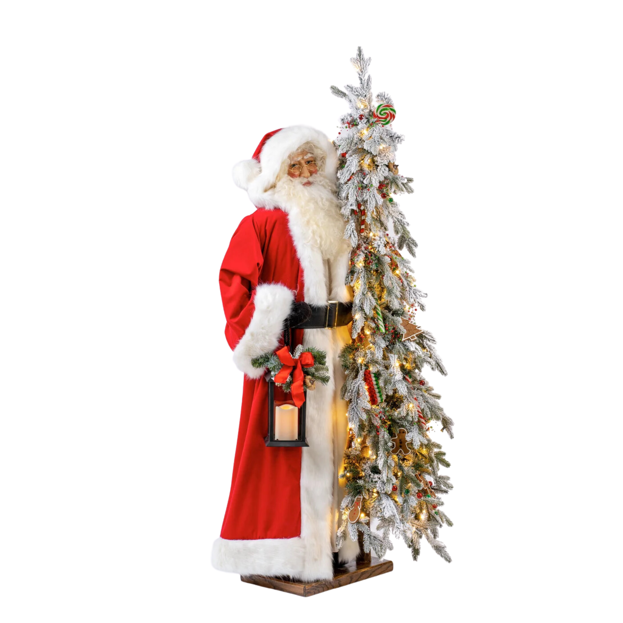 Life-Size Santa Claus with Christmas Tree Decoration - Festive Holiday Home Decor for Christmas, Parties & Gift Giving