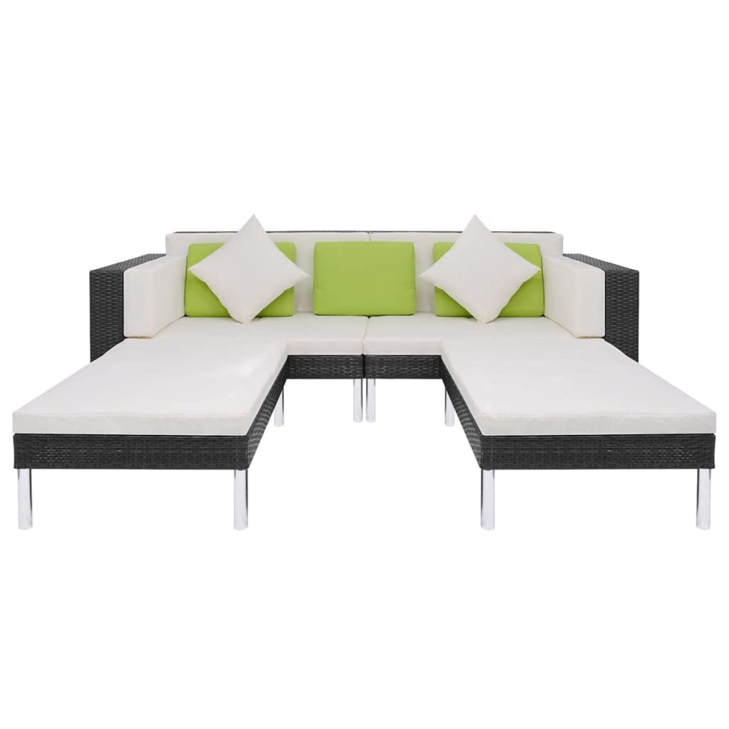 vidaXL 4-Piece Outdoor Patio Furniture Set - Weatherproof Poly Rattan Lounge Chairs with Steel Frame & Removable Cushions - Black - Perfect for Garden, Poolside & Backyard Relaxation