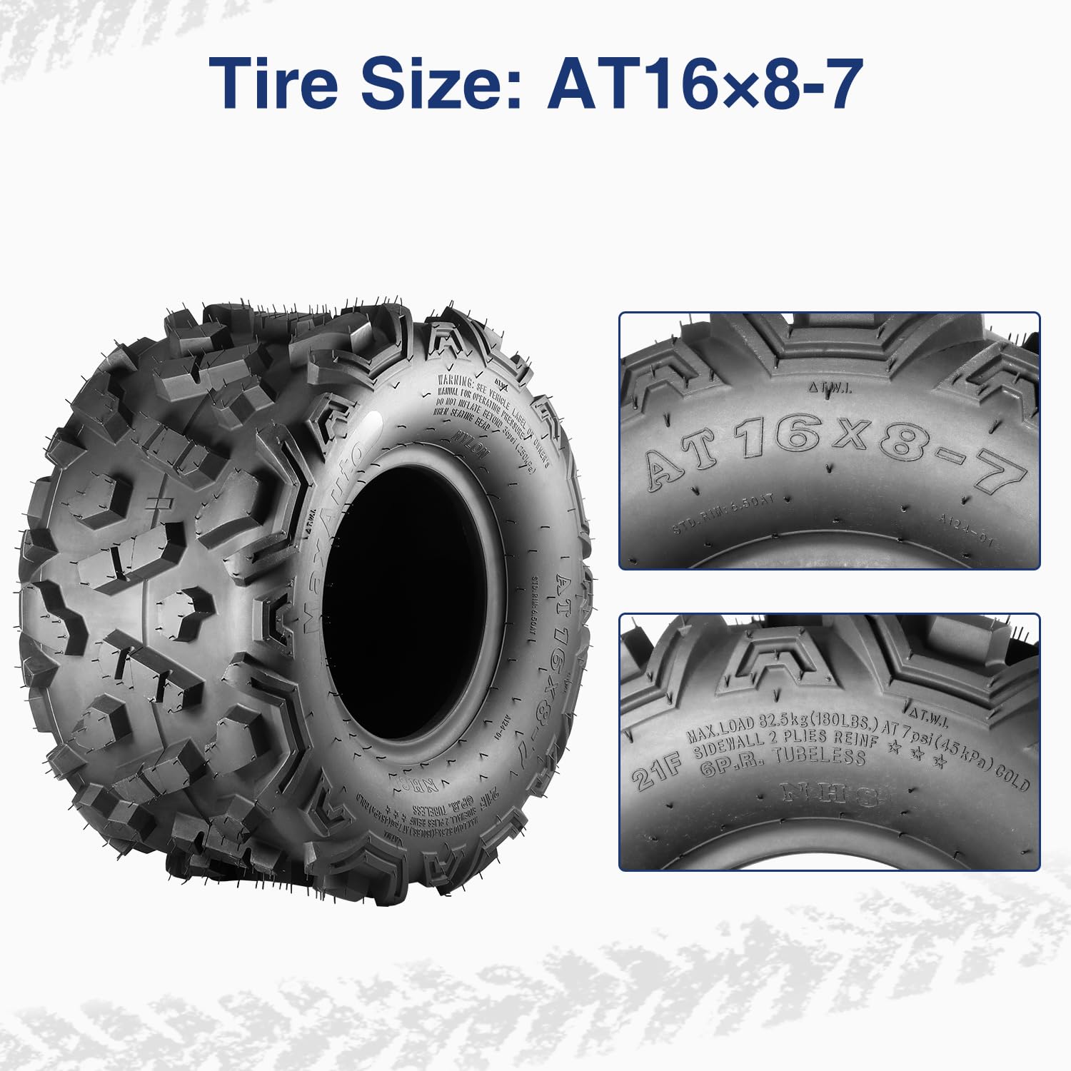 MaxAuto 16x8-7 ATV Tires 6-Ply Tubeless - 2 Pack for Go-Karts, Mini Bikes & UTVs | All-Terrain Off-Road Performance | Perfect for Trail Riding, Racing & Outdoor Adventures