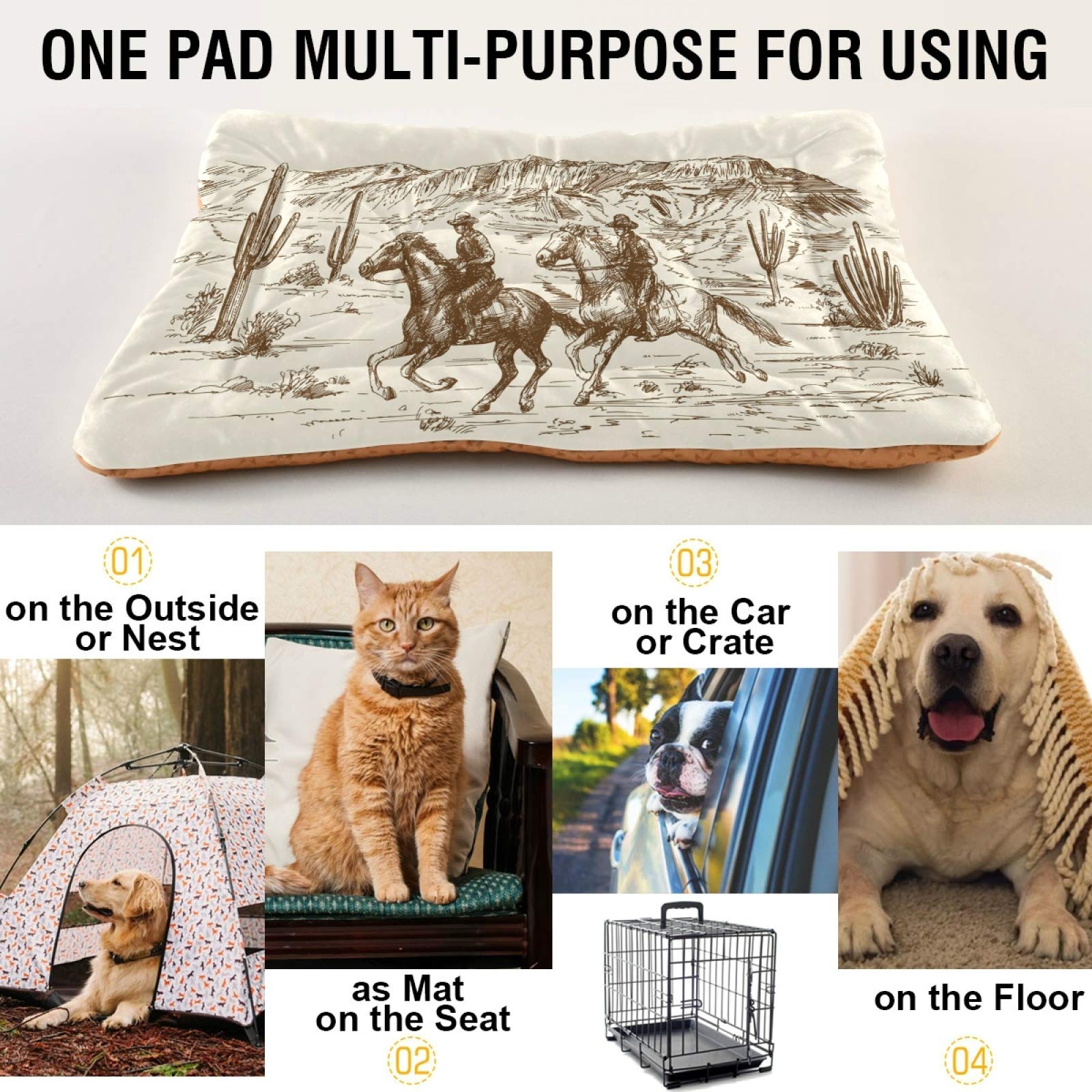American West Cowboy Style Pet Bed - Ultra Soft Rectangle Dog & Cat Bed for Small, Medium & Large Pets, 36x24 Inch - Perfect for Living Room, Bedroom & Kennel Comfort