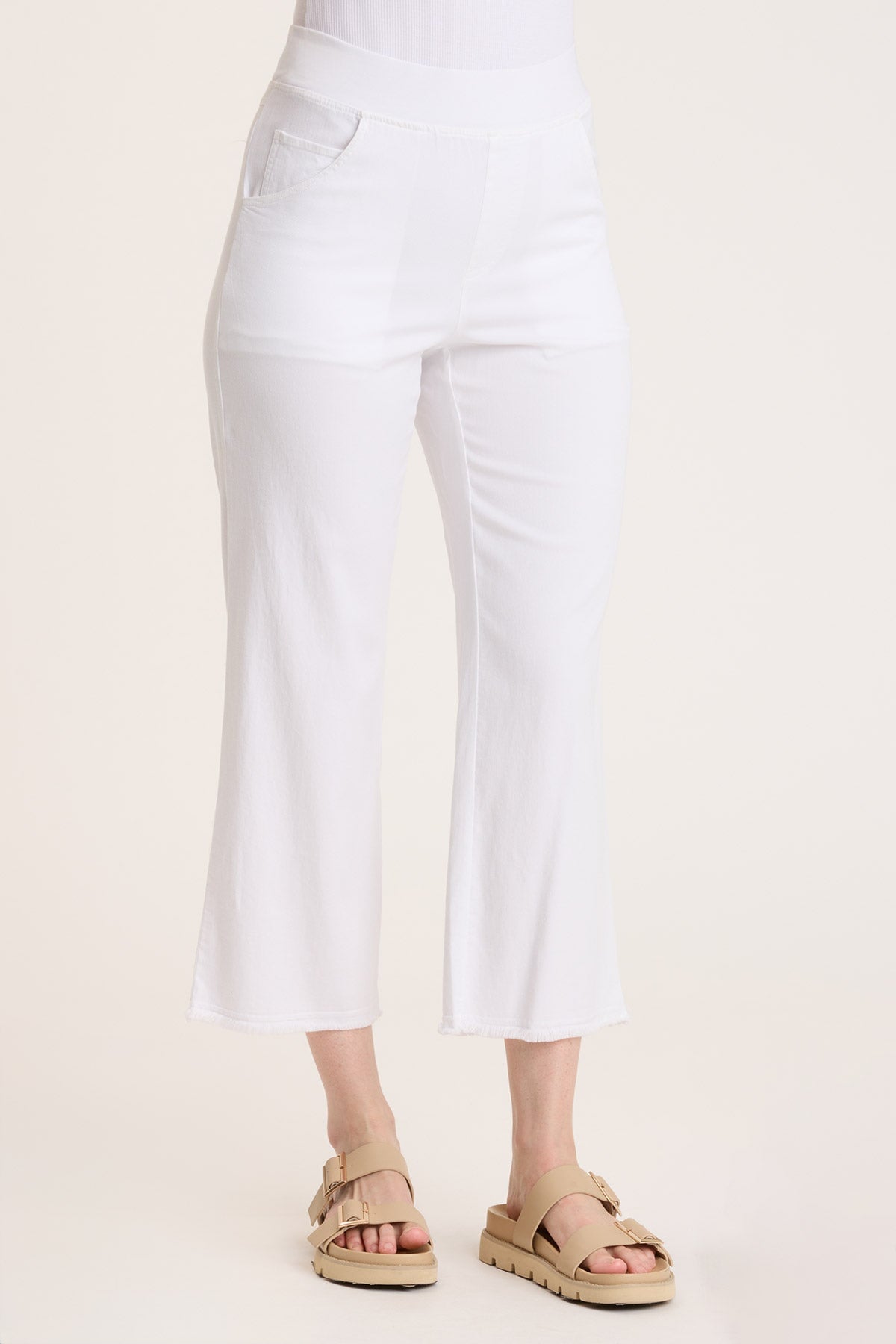 Lorilei Women's White Pants - High Waisted Stretch Comfortable Casual Trousers for Work, Travel & Everyday Wear