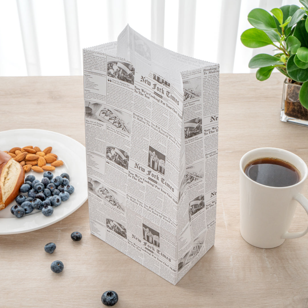 Eco-Friendly Newsprint Paper Bags - 6 lb Capacity, 6 x 3.5 x 10.75 Inches - Pack of 100 - Perfect for Retail Shopping, Gift Wrapping & Party Favors