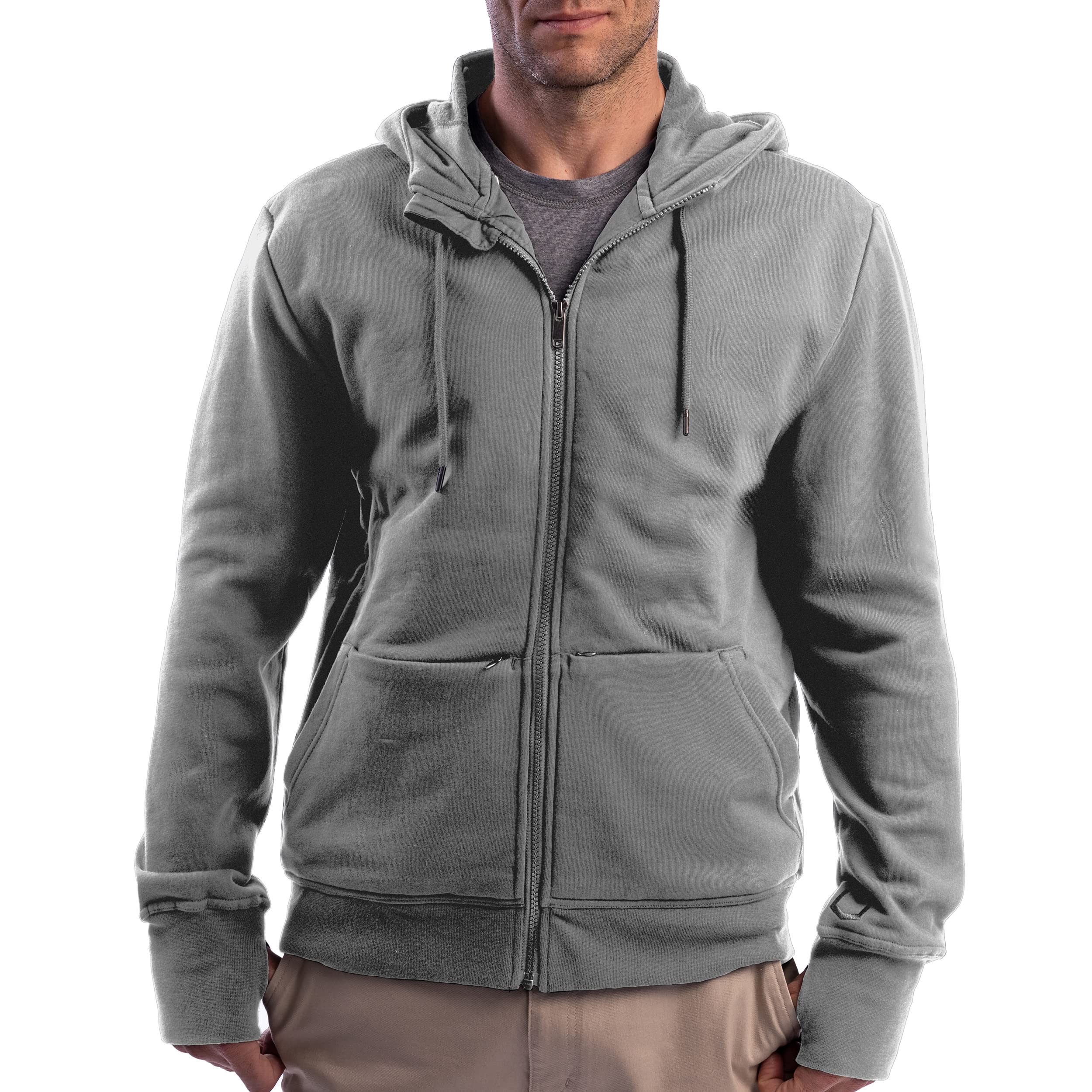 SCOTTeVEST Men's Cotton Hoodie with 21 Hidden Pockets - Lightweight Zip Up Sweatshirt for Travel, Hiking & Everyday Wear - Comfortable & Functional Jacket for Outdoor Activities