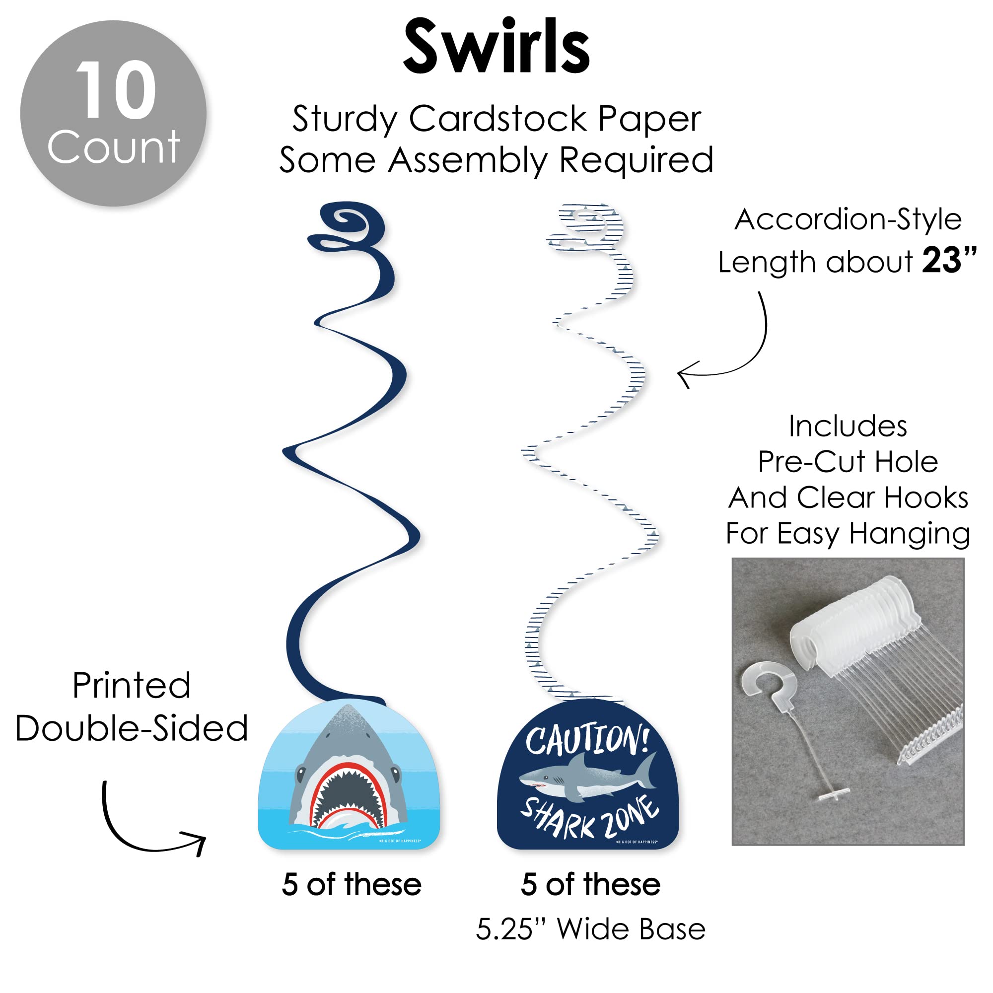 Big Dot of Happiness Shark Zone - Jawsome Shark Party Supplies Kit with 51 Decorations for Birthday & Ocean Theme Parties | Perfect for Kids Birthday, Under the Sea Decorations & Shark Lover Gifts