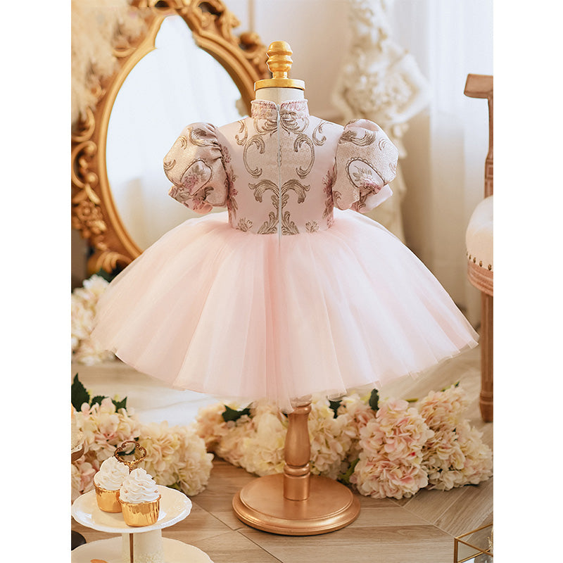 Vintage Pink Fluffy Princess Dress for Baby Girls & Toddlers - Summer Birthday Party Outfit | Perfect for Photoshoots, Special Occasions & Dress-Up Play