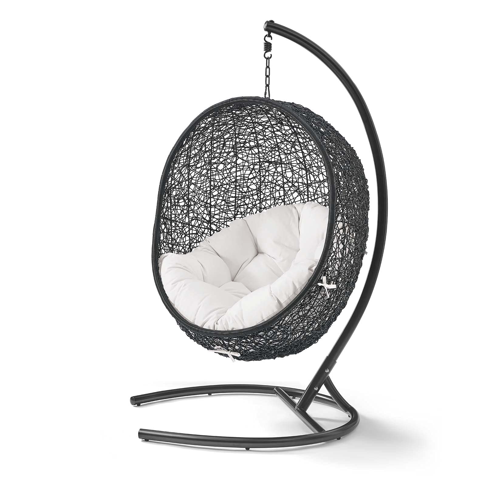 Modern Swing Lounge Chair - Black & White Outdoor Hanging Chair for Patio, Balcony, Cafe, Bistro, Garden & Hotel - Perfect for Relaxing, Lounging & Decorating Outdoor Spaces