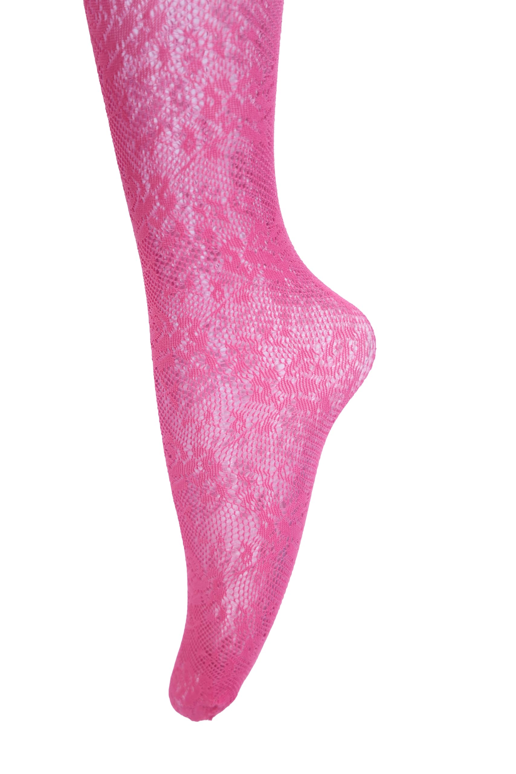 Sexy Black & Hot Pink Fishnet Tights for Women - Lace Stockings with Christmas Rose Pattern | Perfect for Holiday Parties, Cosplay & Night Out Outfits