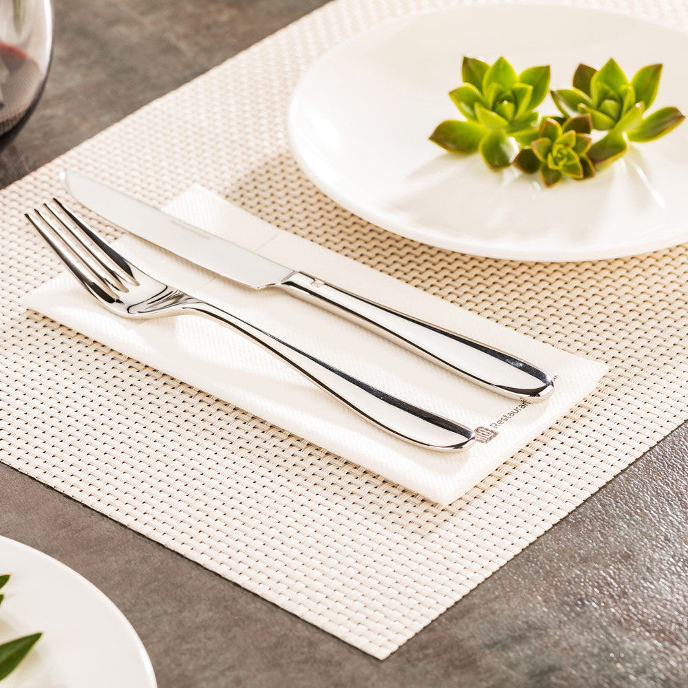 Amalfi Basketweave White Pearl Vinyl Woven Placemats - Set of 6 (16