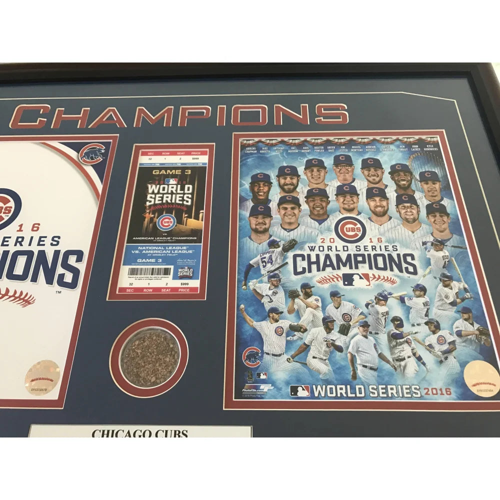 Authentic Chicago Cubs 2016 World Series Game 7 Used Dirt & Ticket Framed Memorabilia - Championship Collectible for Baseball Fans, Sports Decor, Man Cave Display