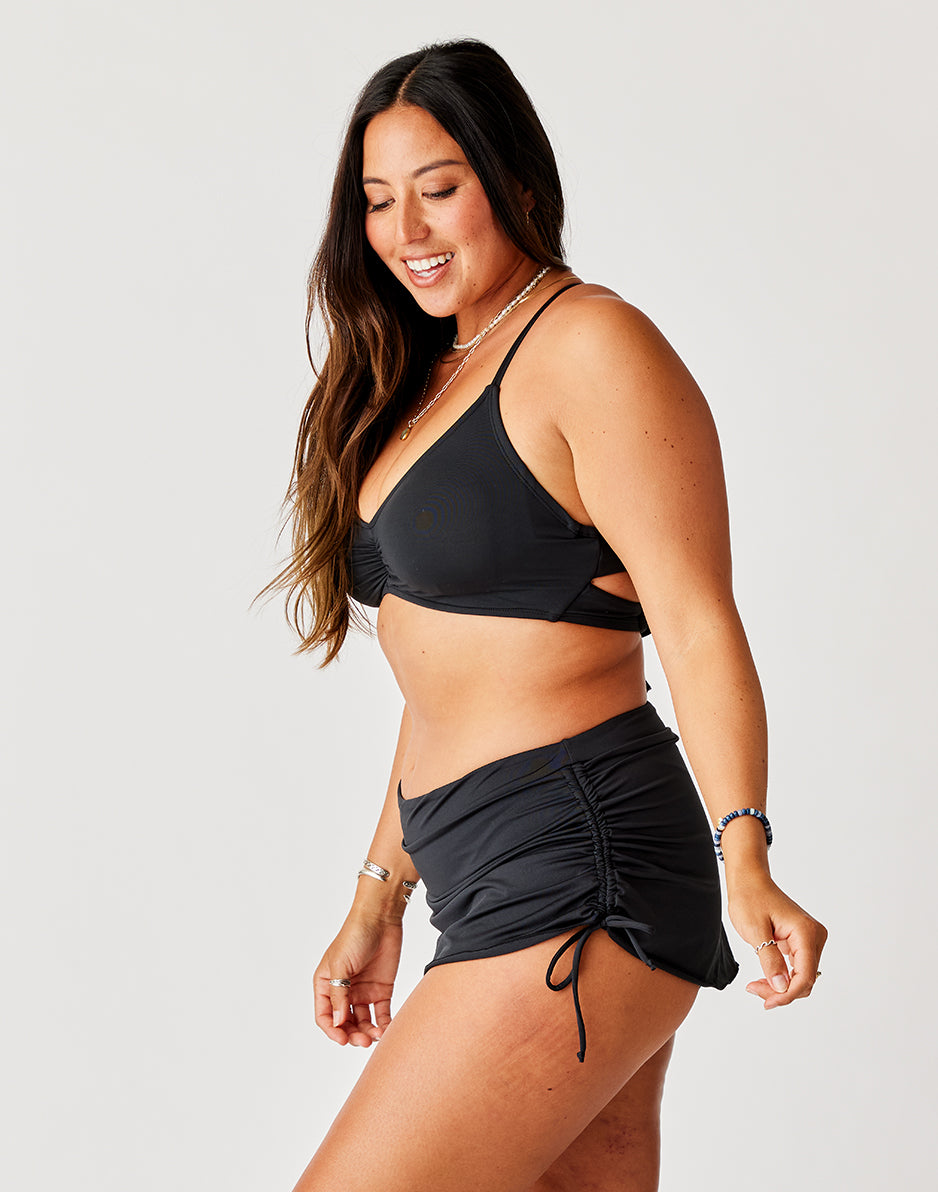 Hoku Swim Skirt for Women - High Waisted Black Swim Skirt with Built-in Shorts - Perfect for Beach, Pool, Surfing & Water Sports