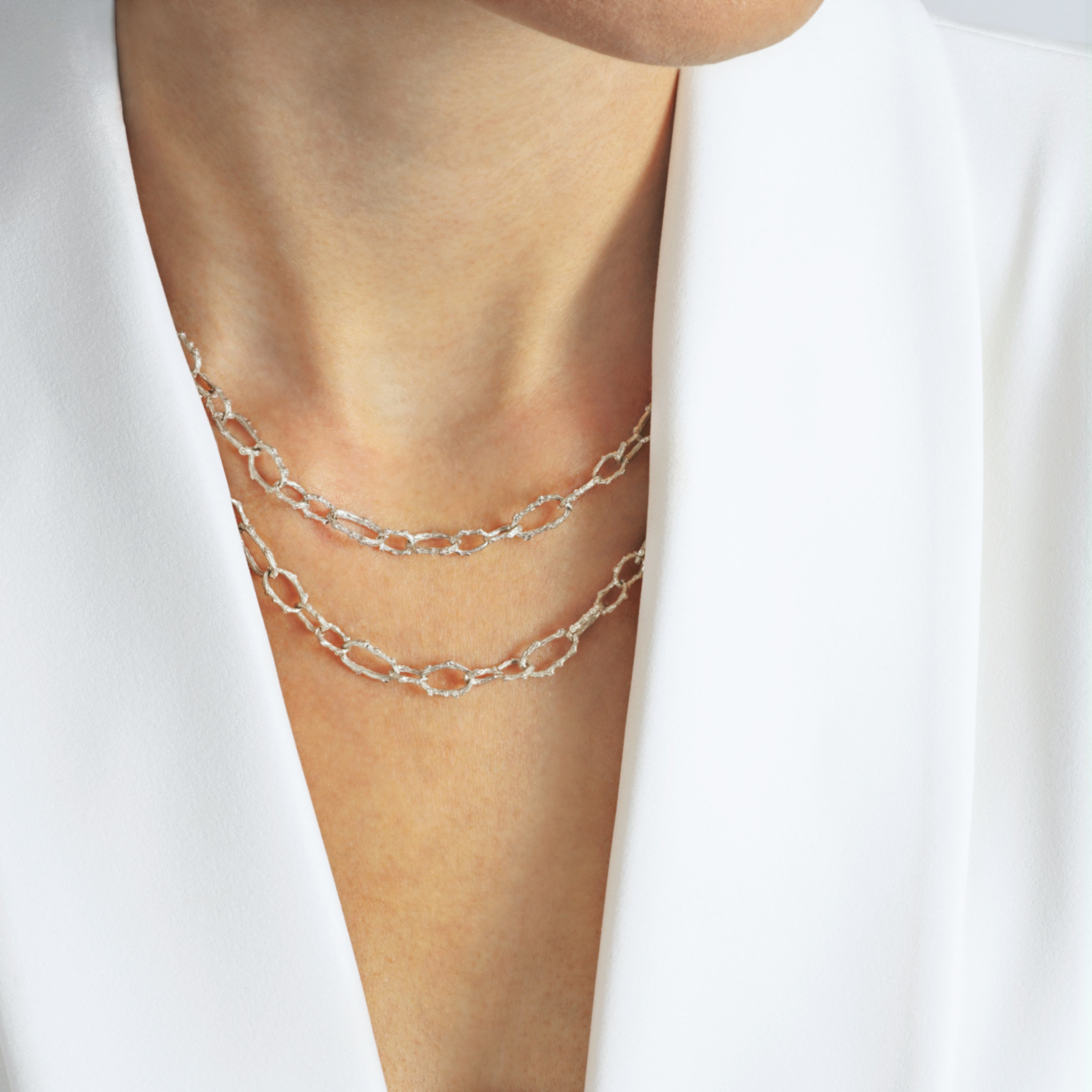 Enchanted Forest Link Necklace - Elegant Silver Chain Jewelry for Women, Perfect for Weddings, Parties & Everyday Wear