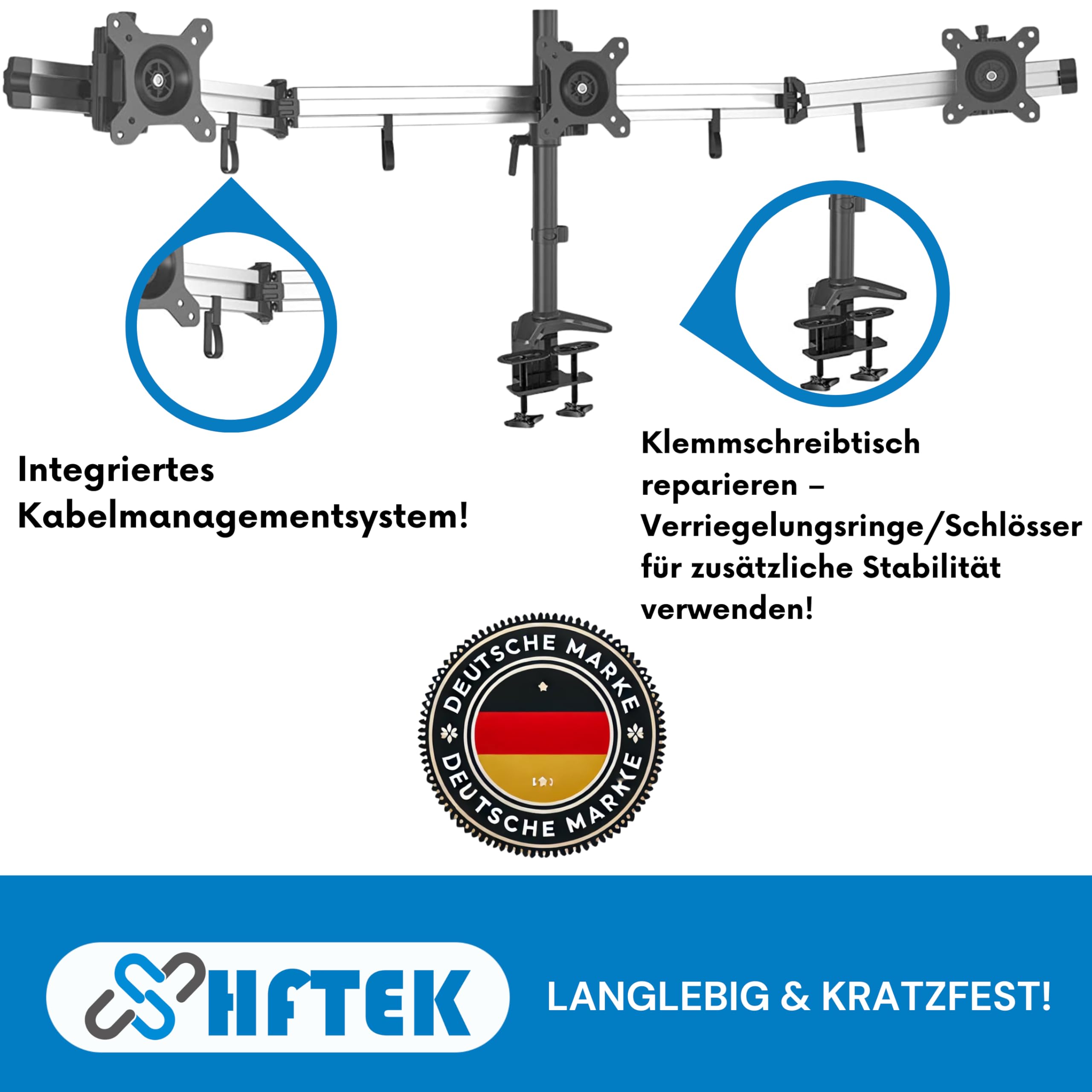 HFTEK Triple Monitor Stand for 15