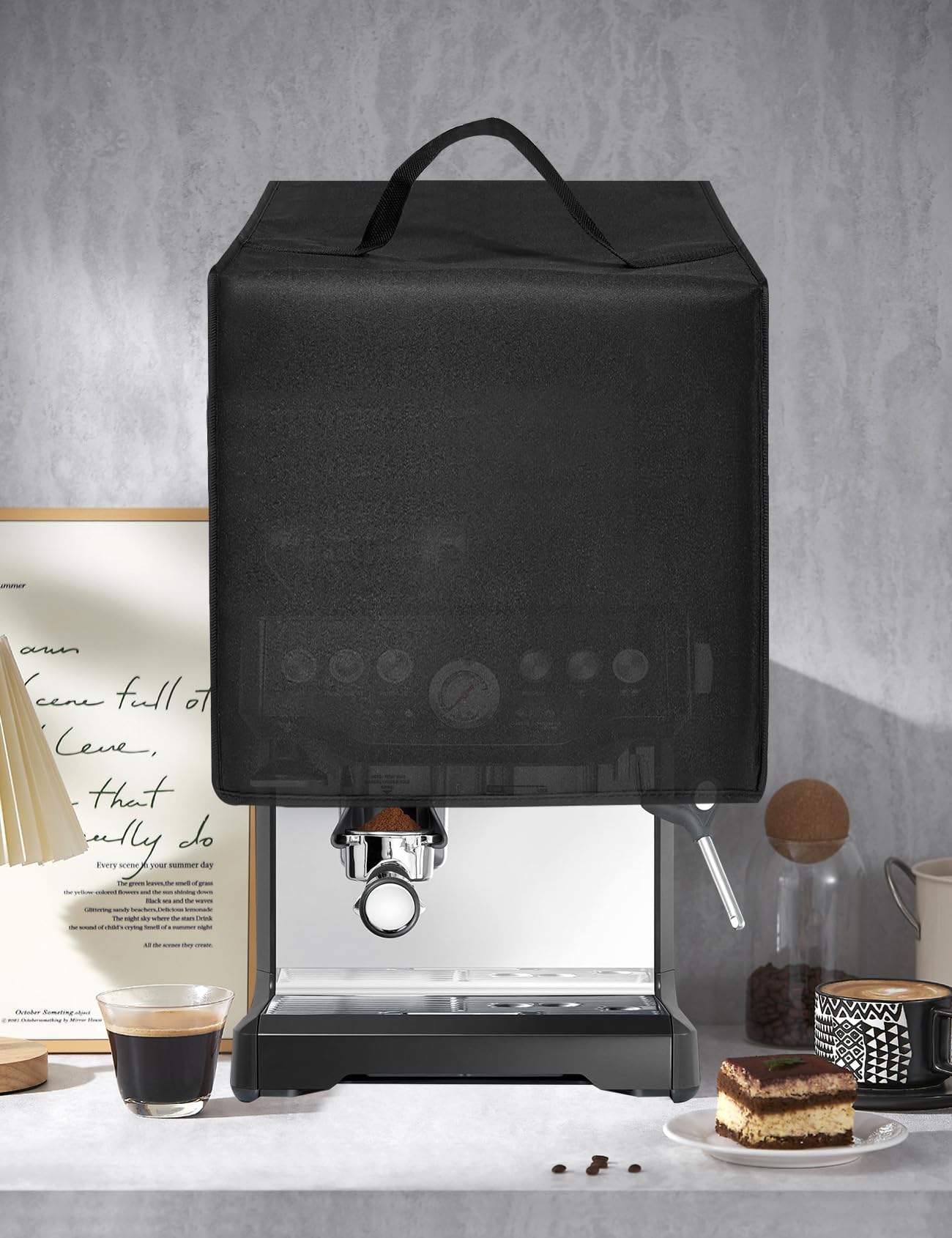 Premium Heat-Resistant Waterproof Espresso Machine Cover - Compatible with Breville BES870XL, BES880BSS, BES876BSS | Heavy Duty Stainless Steel Coffee Maker Protection | Perfect for Home & Cafe Use