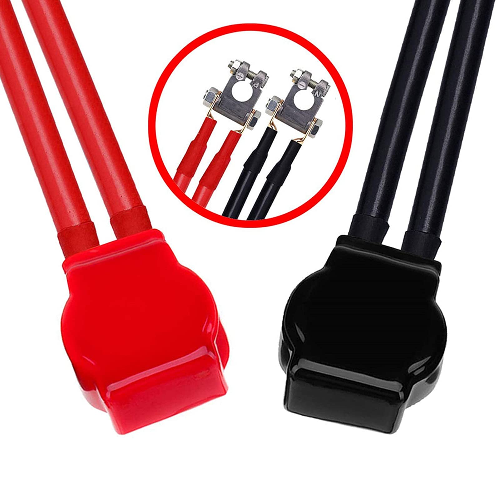Keenso Universal Battery Terminal Covers - Insulating Protectors for Positive & Negative Top Post Terminals - Fits Car, Motorcycle, Truck Batteries | Prevent Short Circuits & Corrosion