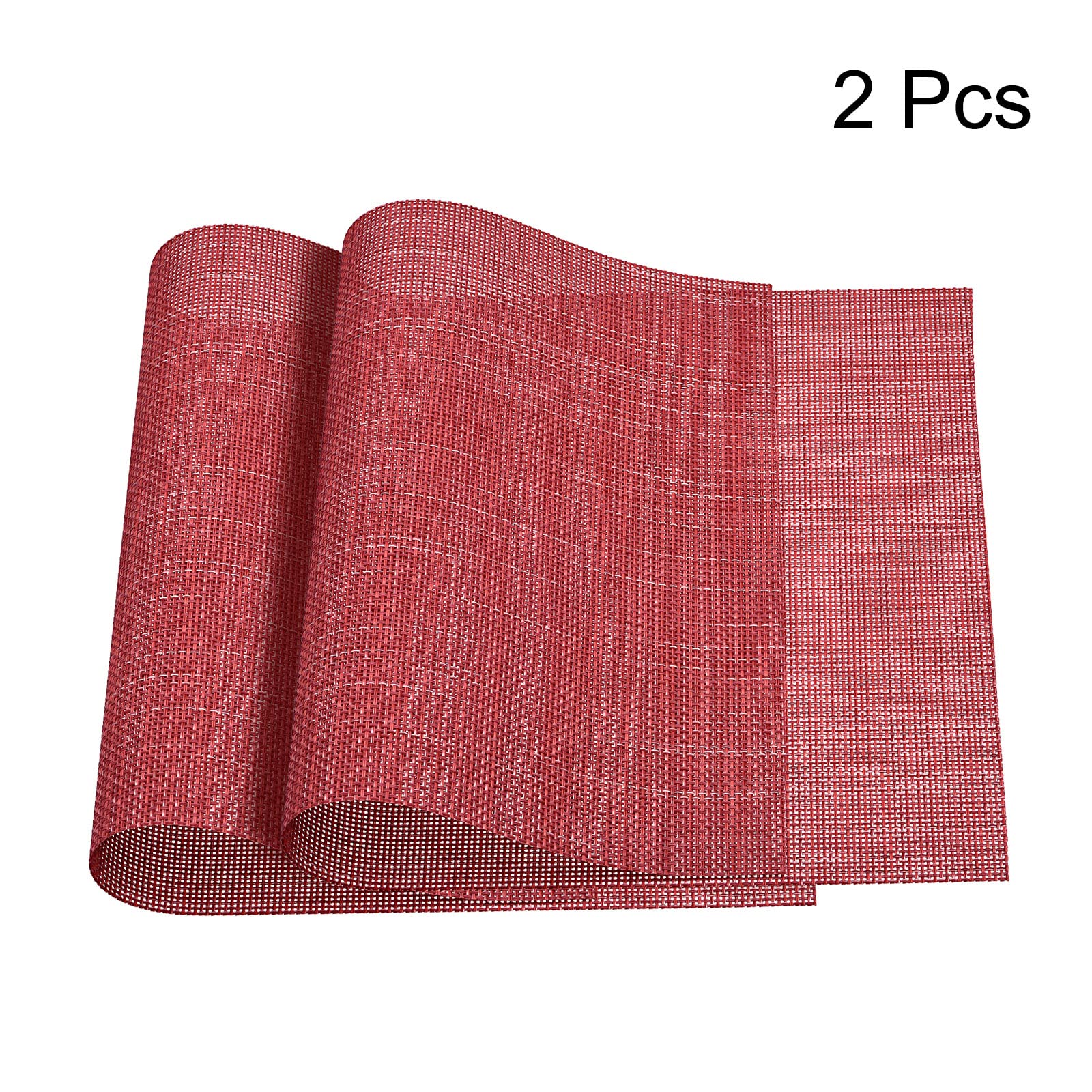 uxcell 16x12 Inch PVC Washable Woven Placemats Set of 2 - Durable Red Table Mats for Dining, Kitchen & Home Decor | Non-Slip & Easy Clean Place Mats for Restaurants, Parties & Everyday Use