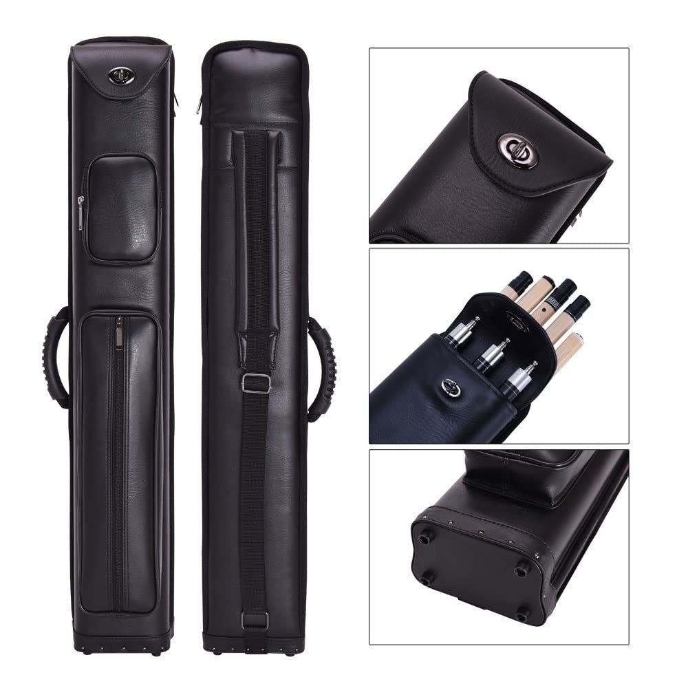 OJUN 3x5 Pool Cue Hard Case - Lightweight Leatherette Billiard Stick Carrying Case for 1/2 Snooker Cues - Perfect for Travel & Tournament Play