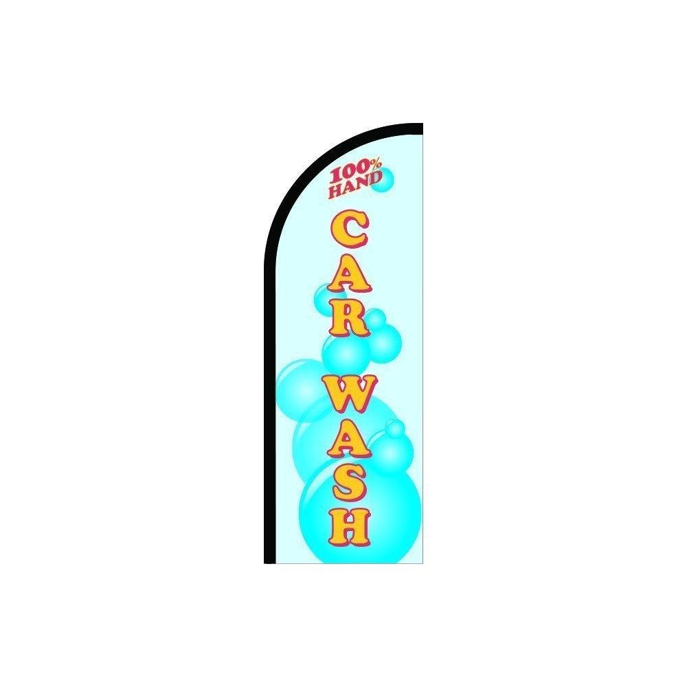 100% Hand Car Wash Feather Flag - 9.9' Swooper Advertising Banner with Pre-Printed Design | Perfect for Car Wash Businesses, Gas Stations & Auto Detailing Shops