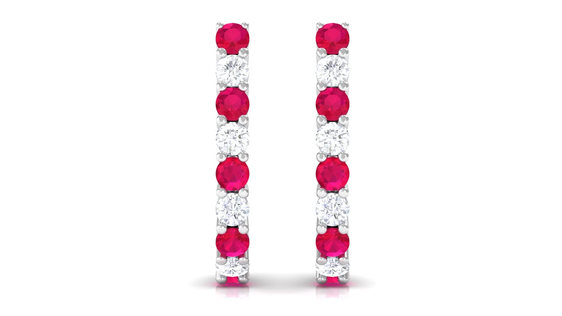 Natural AAA Certified Ruby Hoop Earrings with Moissanite - Screw Back Stud Earrings for Women | Perfect Gift for Anniversary, Birthday & Special Occasions | Elegant Jewelry for Parties, Weddings & Date Nights