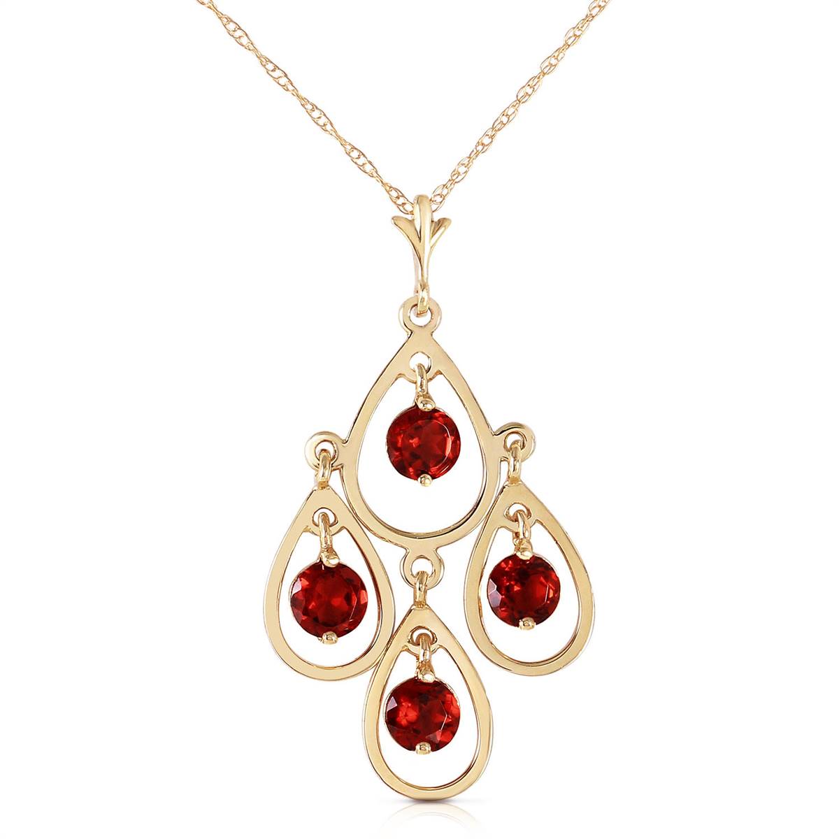1.2 Carat 14K Solid Yellow Gold Lyrical Visionary Garnet Necklace for Women - Elegant Birthstone Jewelry Gift for Anniversary, Valentine's Day & Special Occasions
