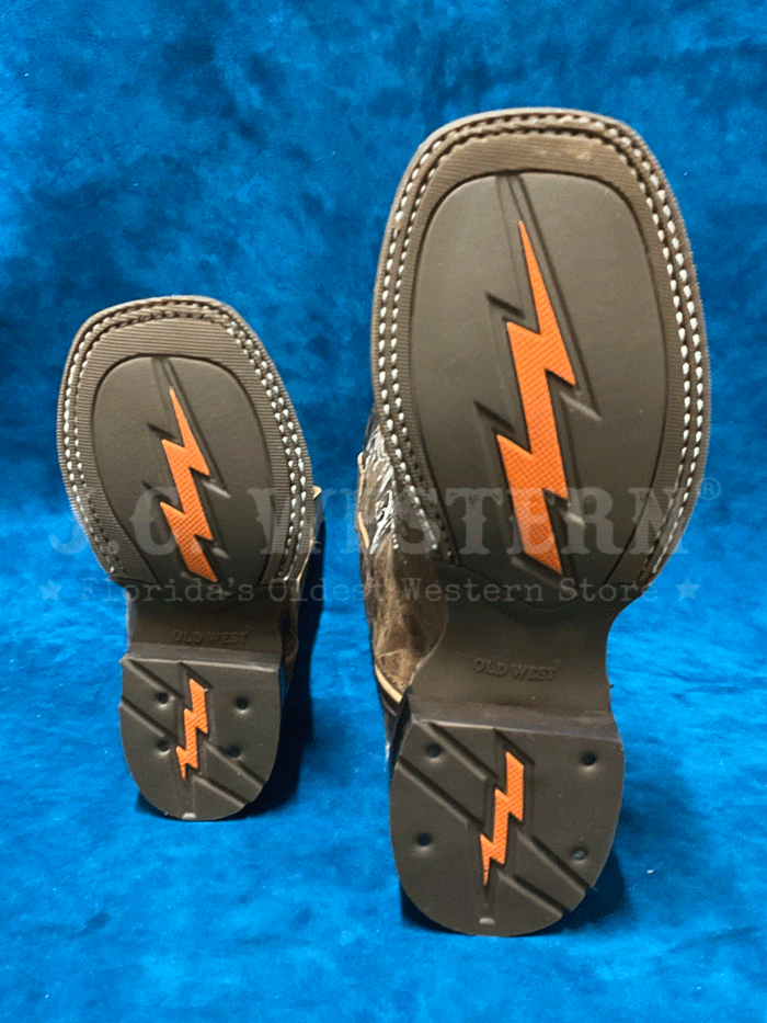 Old West 1958 Kids Embroidered Square Toe Western Boots - Brown Leather Cowboy Boots for Boys & Girls - Perfect for Rodeo, Country Dance & Western Themed Parties