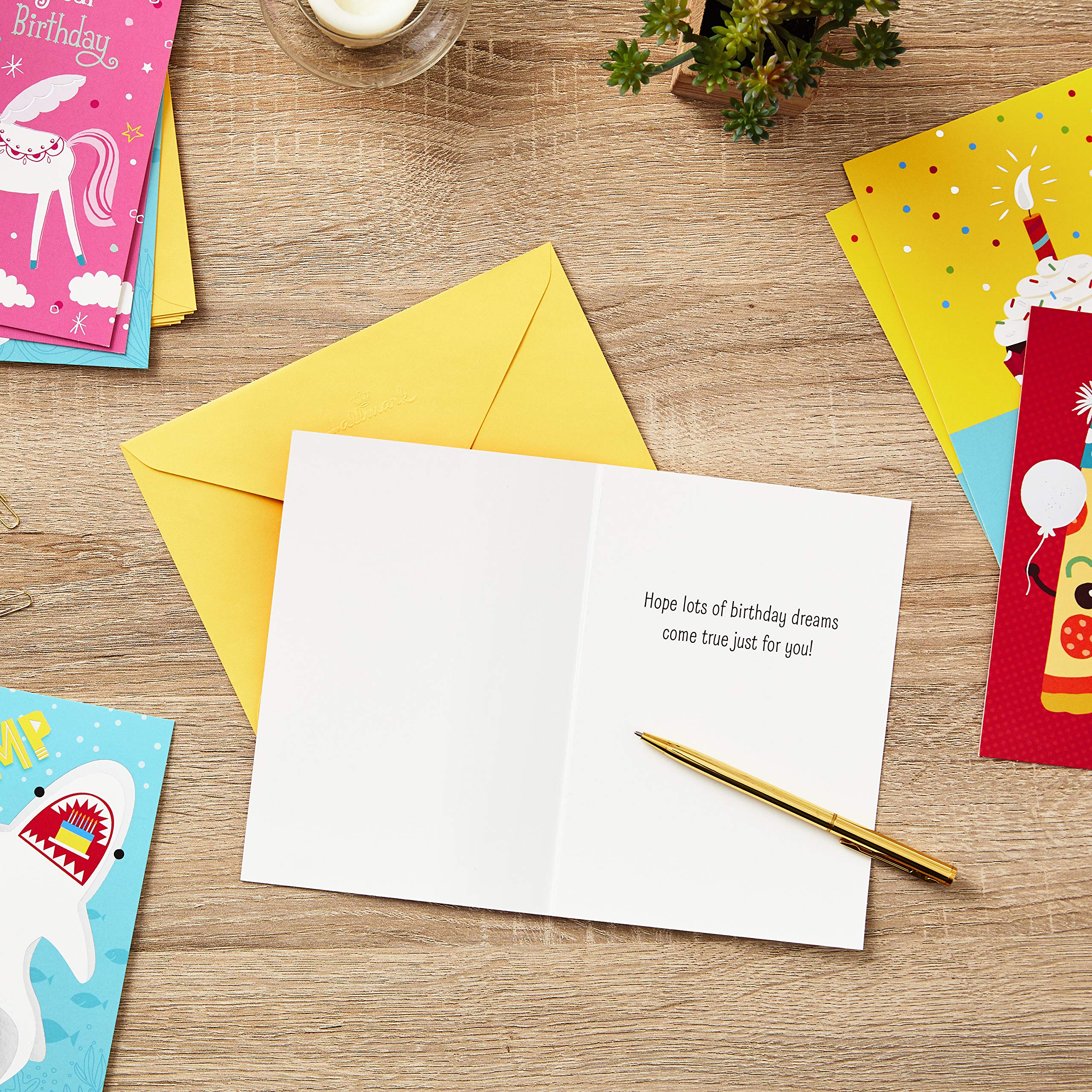Hallmark Assorted Birthday Greeting Cards - 12 Pack with Envelopes | Kids Birthday Cards Set Featuring Shark & Unicorn Designs - Perfect for Parties, School Events & Family Celebrations