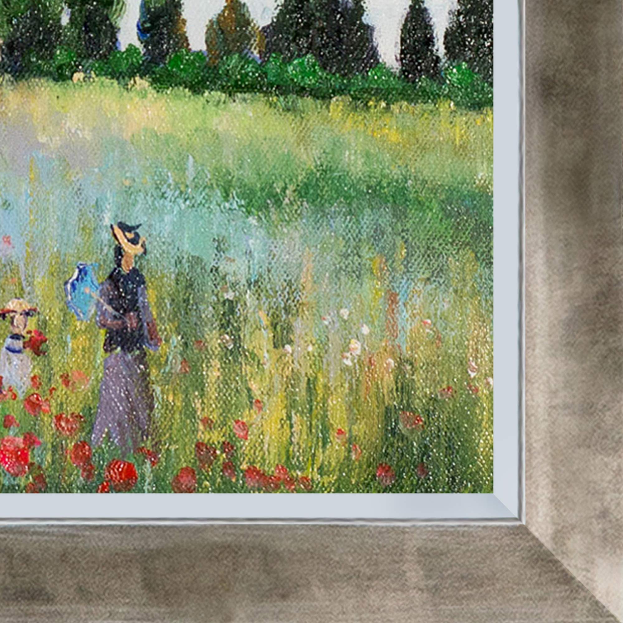 La Pastiche MON2599-FR Hand Painted Oil Painting Reproduction - Poppy Field in Argenteuil Champagne Silhouette, 8x10 Inch Framed Wall Art, Perfect for Living Room, Bedroom & Office Decor