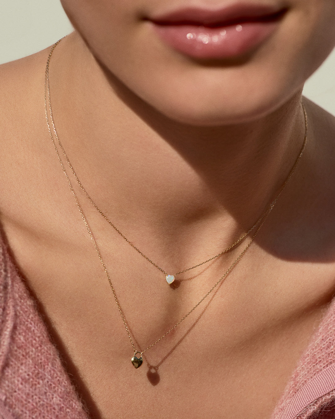 14k Gold Heart Padlock Necklace for Women - Dainty Love Lock Pendant with 18
