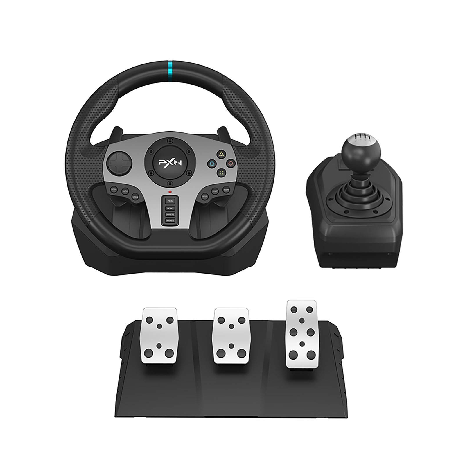 PXN V9 270/900 Degree USB Racing Wheel with Clutch Pedals & Shifter - PC Steering Wheel for Windows, PS3/PS4, Switch, Xbox One & Series X/S - Perfect for Sim Racing, Drifting & Gaming Enthusiasts