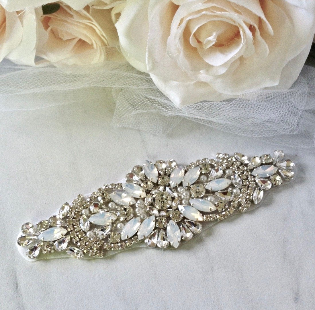 Tamryn Swarovski Opal & Pearl Wedding Belt - Elegant Bridal Sash for Bridesmaids, Flower Girls & Formal Occasions