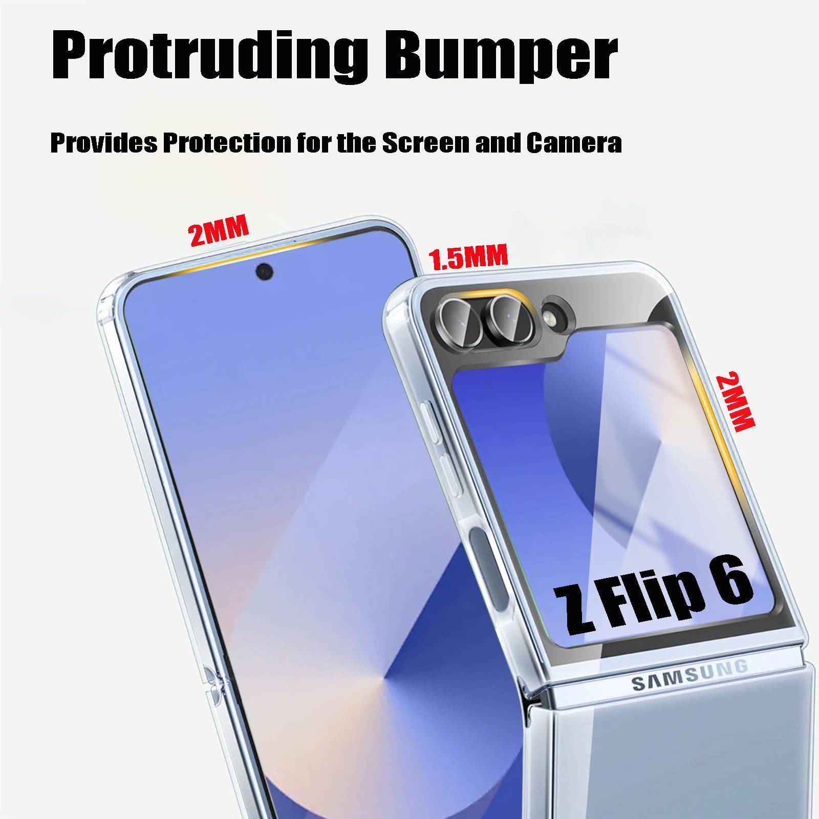 Samsung Galaxy Z Flip 6 5G Case - Clear Slim Hard PC with Silicone Bumper | Shockproof & Scratch-Resistant Protective Phone Cover for Samsung Z Flip 6 (2024 Model) | Perfect for Everyday Use, Travel & Outdoor Activities