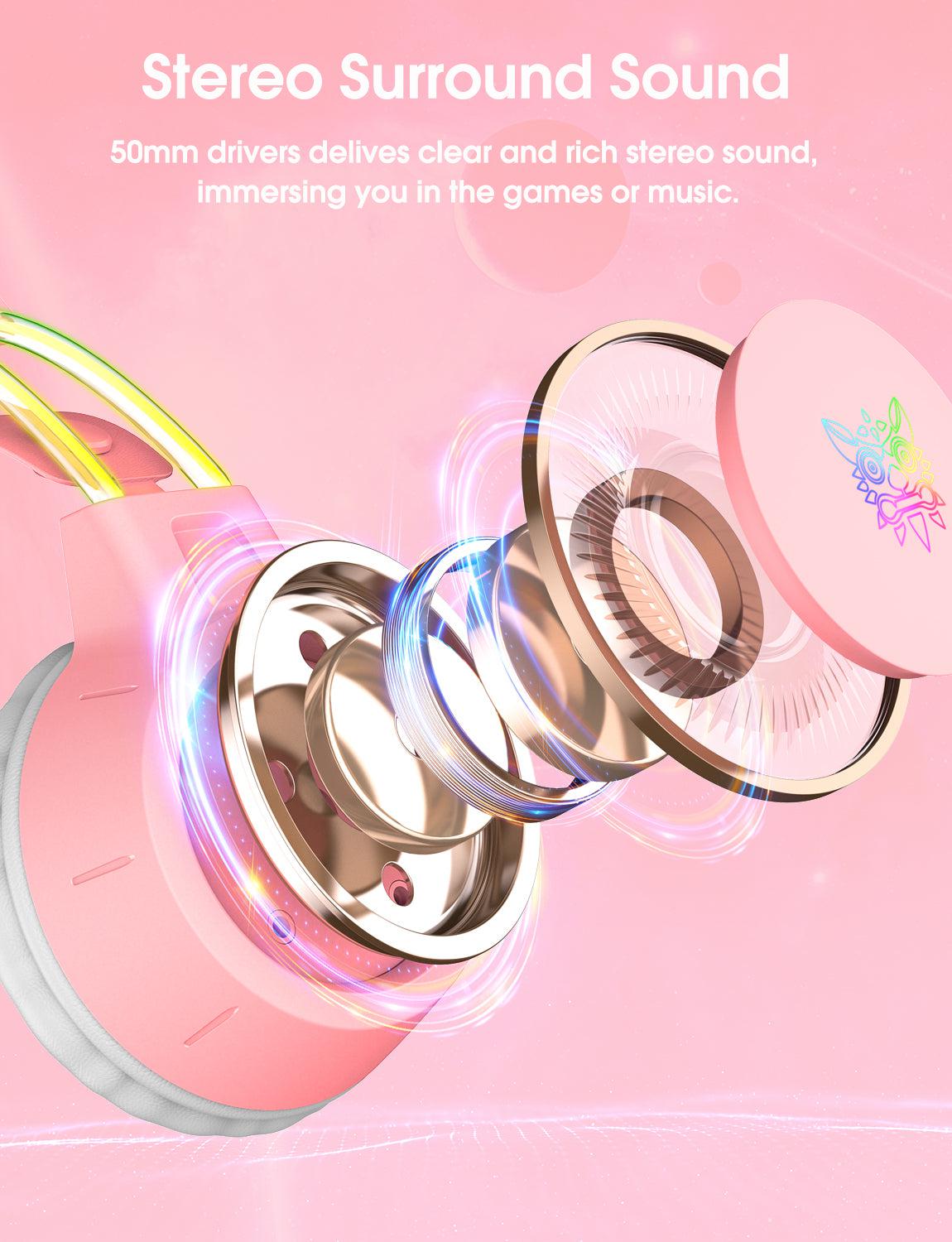 ONIKUMA X15 PRO Cat Ear Gaming Headset with Noise Cancelling Microphone, RGB Lights, Durable Stereo Surround Sound - Perfect for PC, PS4, Xbox, Nintendo Switch & Online Gaming